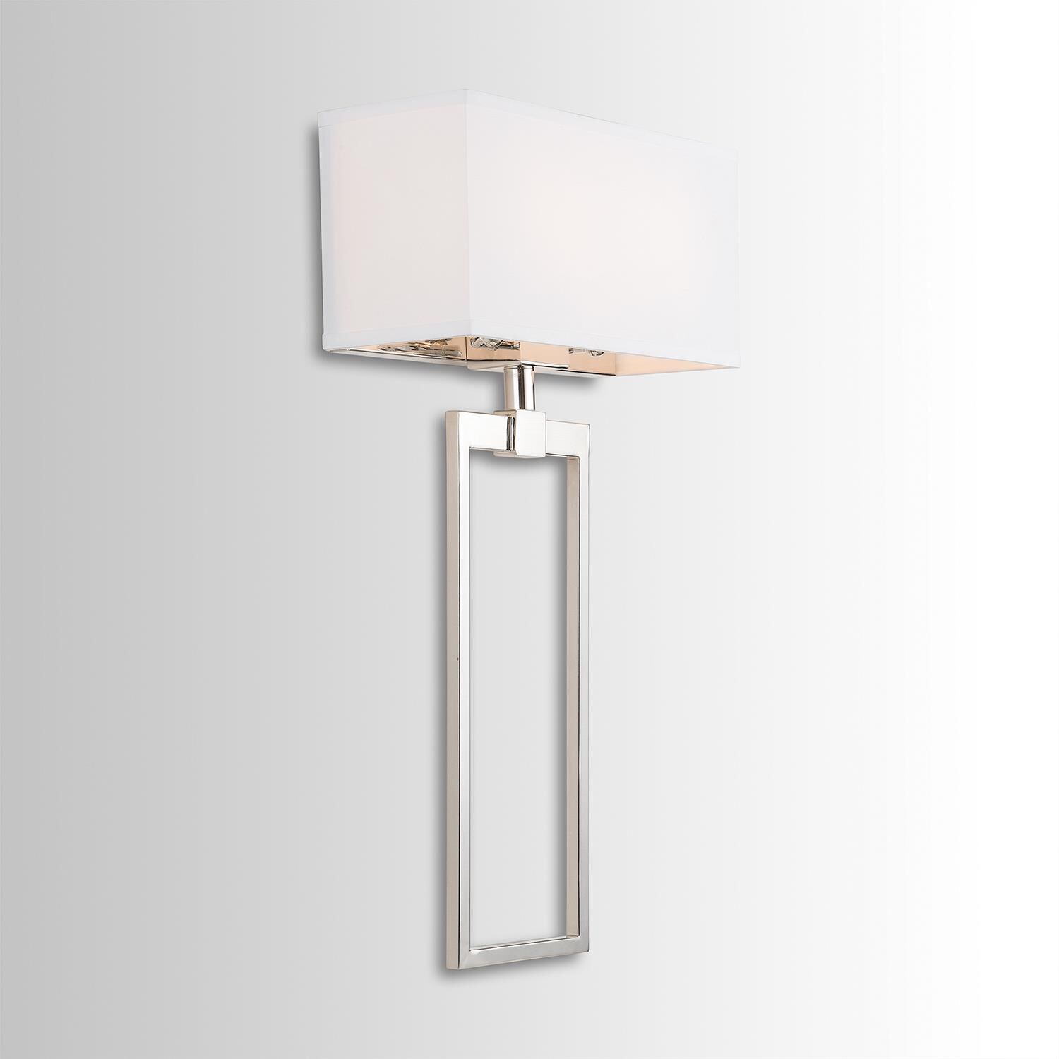 Shown in Polished Nickel finish and White Fabric Bolt-On shade