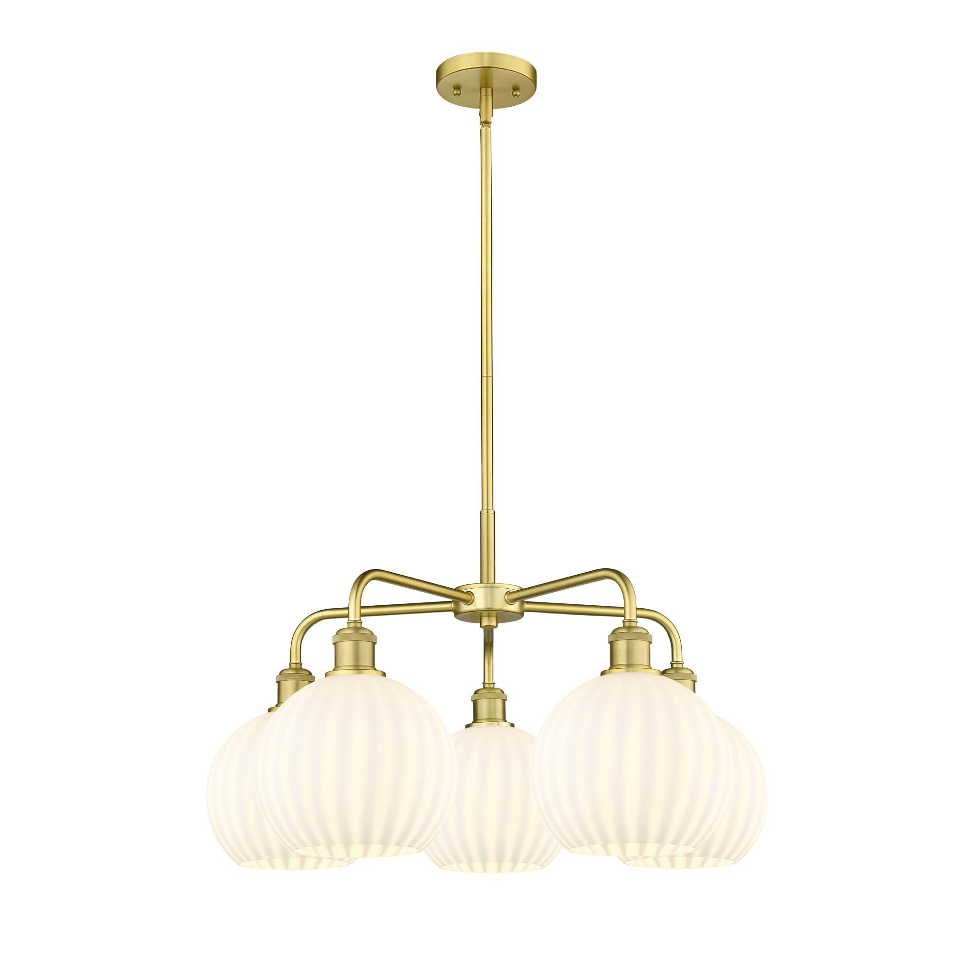 Shown in Satin Gold finish and White Venetian glass