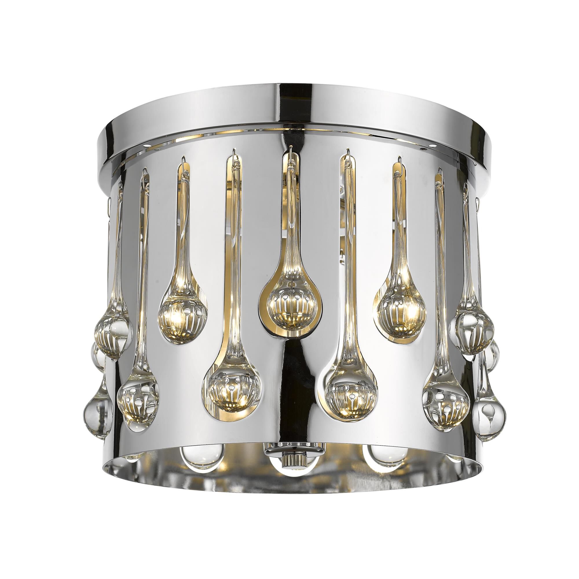 Shown in Chrome finish and Crystal + Steel glass and Crystal + Steel shade