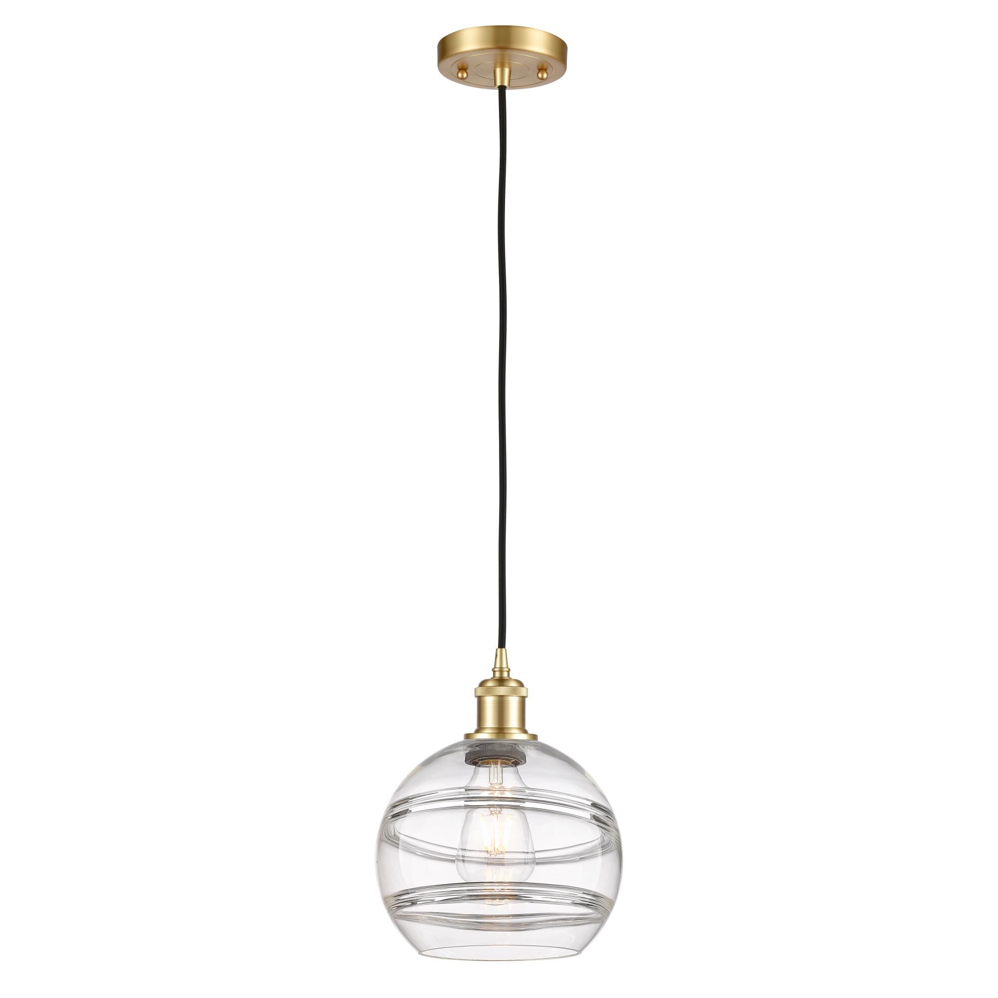 Shown in Satin Gold finish and Clear glass