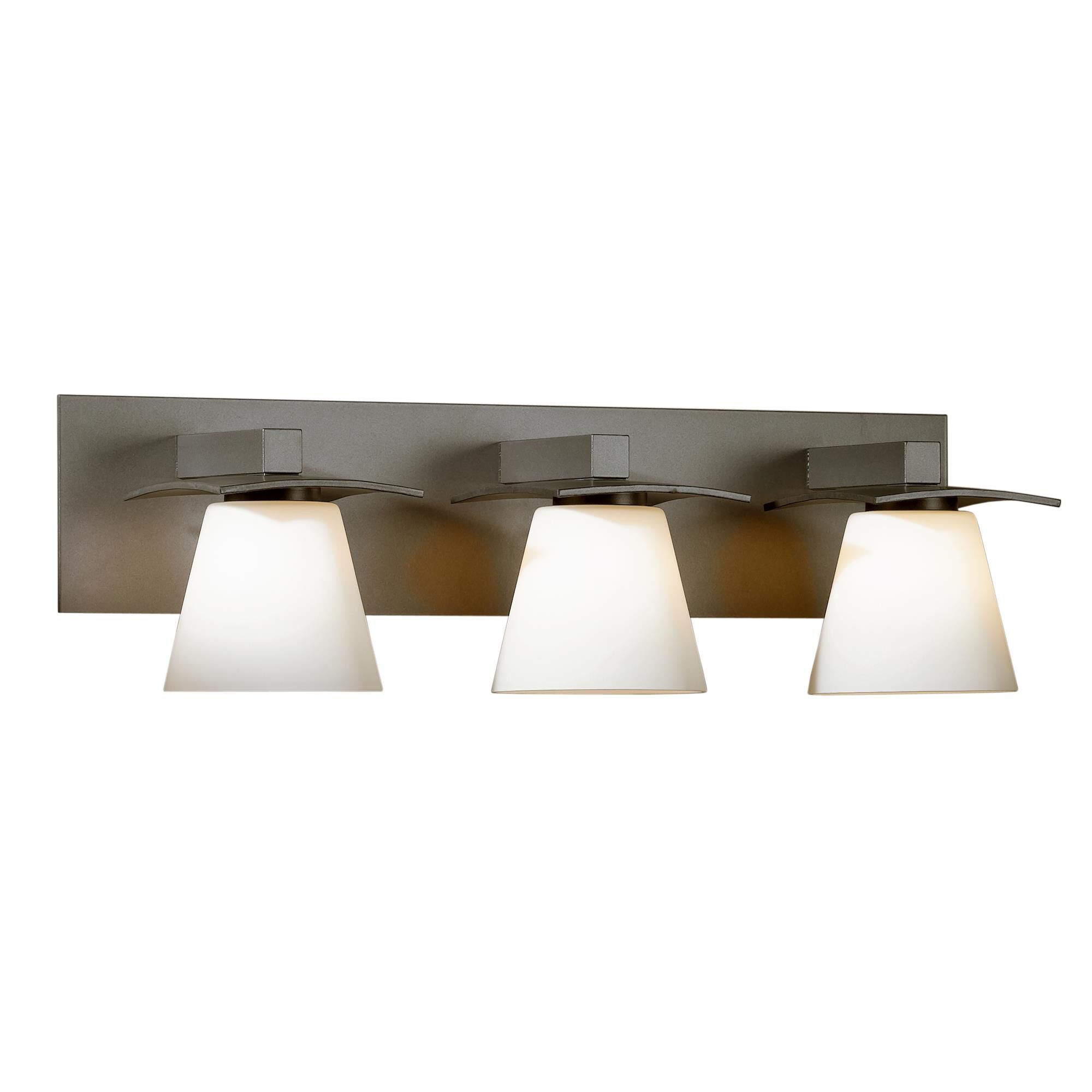 Shown in Dark Smoke finish and Opal  glass