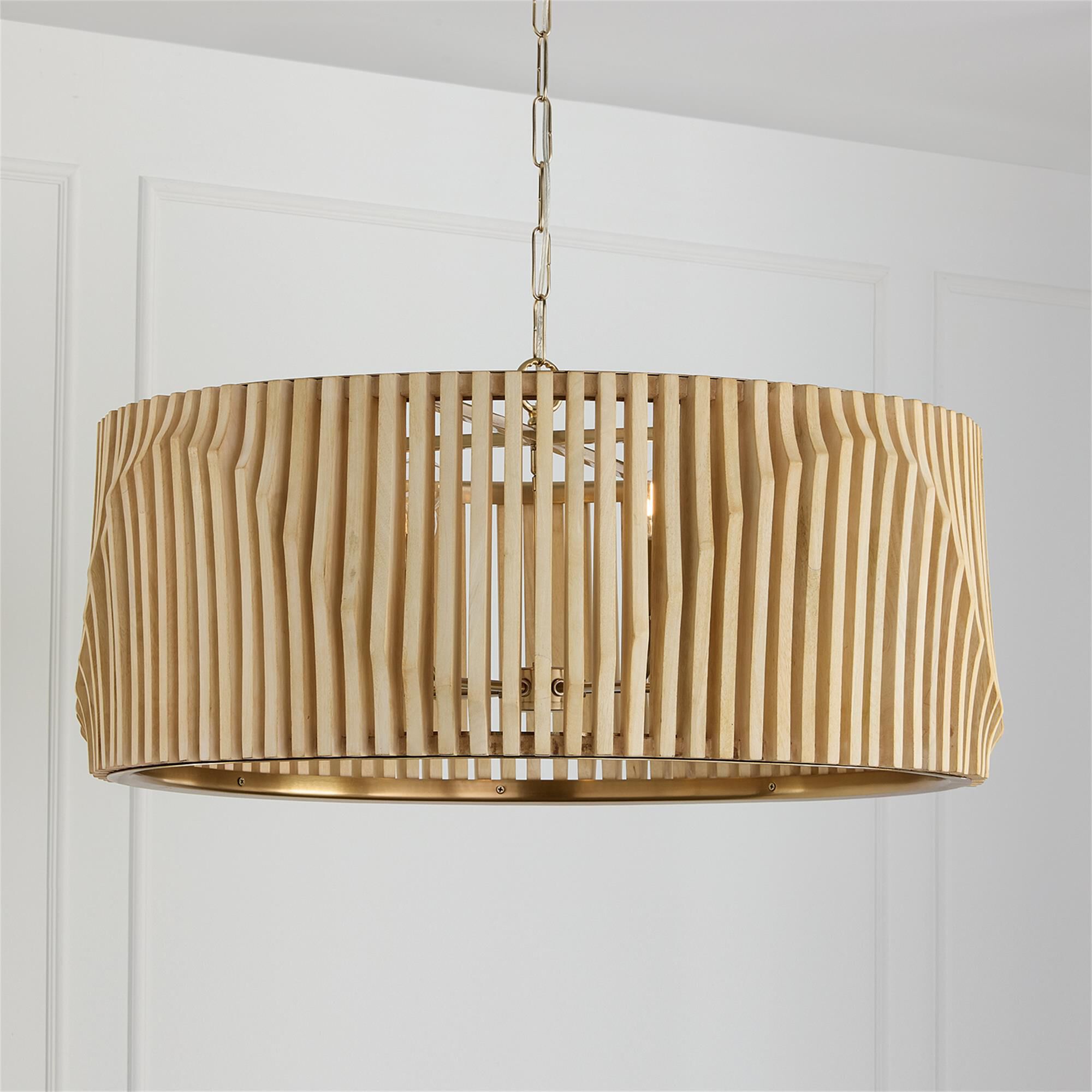 Shown in Blonde Wood And Matte Brass finish