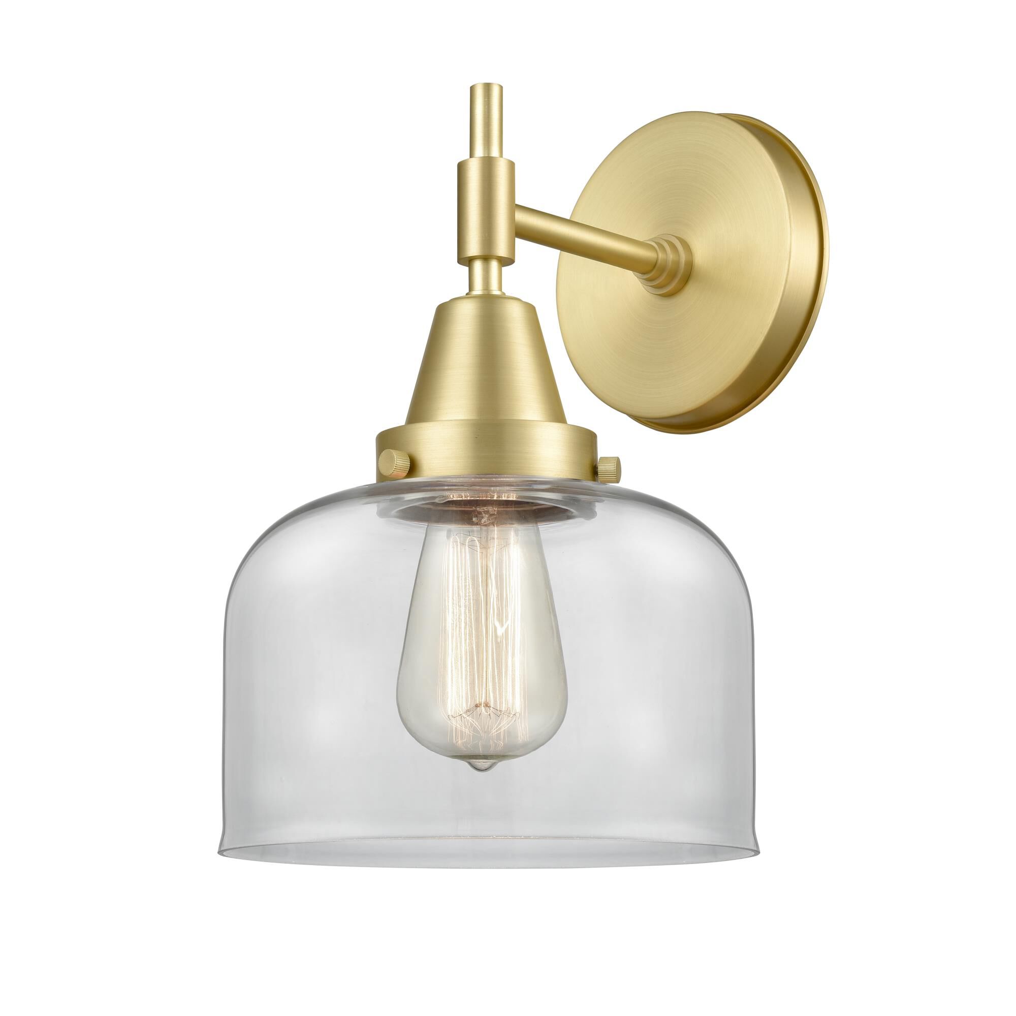 Shown in Satin Brass finish and Clear Large Cone glass