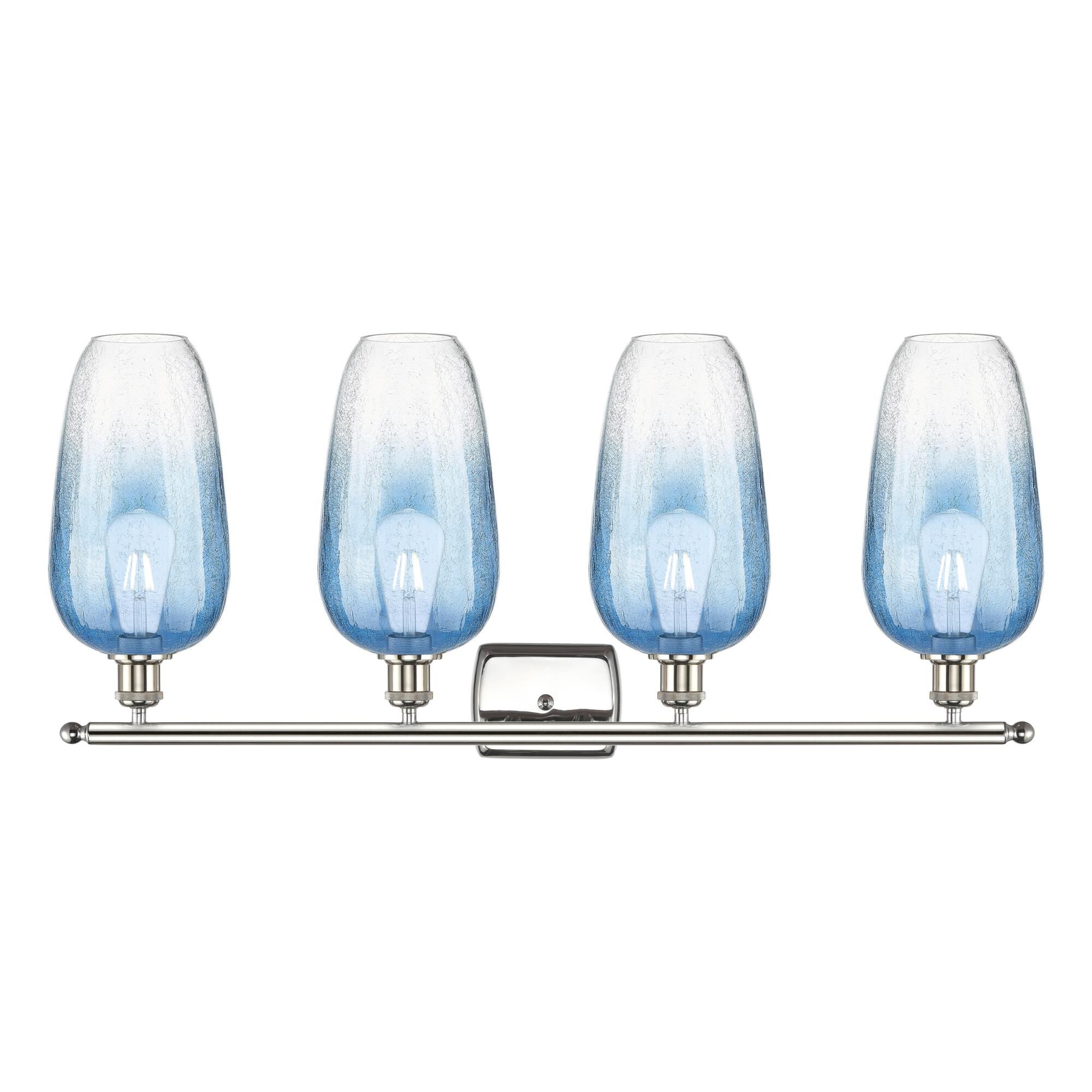 Shown in Polished Nickel finish and Sapphire Blue glass