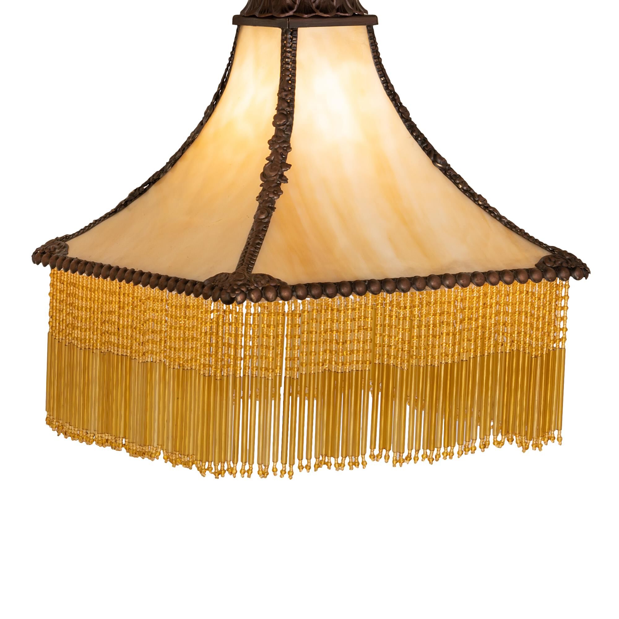 Shown in Craftsman Brown Finish finish and Beige glass