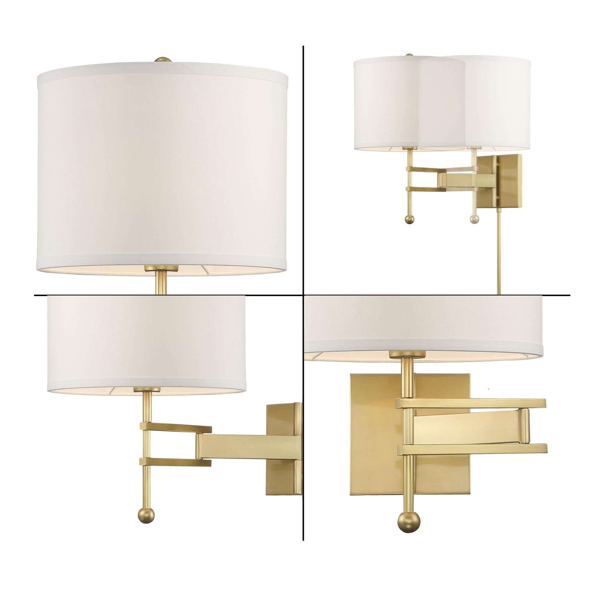 Shown in Aged Brass finish and Silk glass and White shade