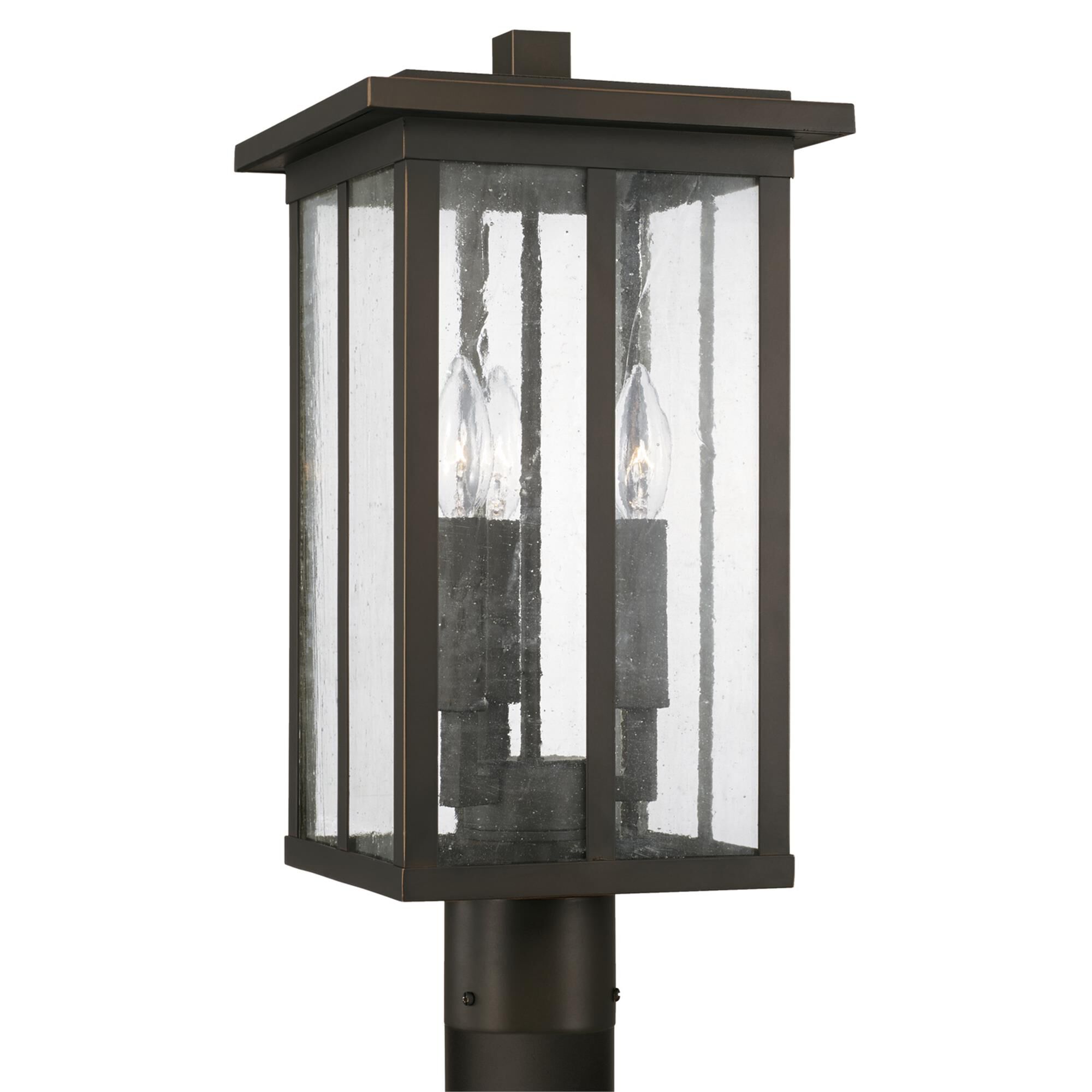 Shown in Oiled Bronze finish and Antiqued glass