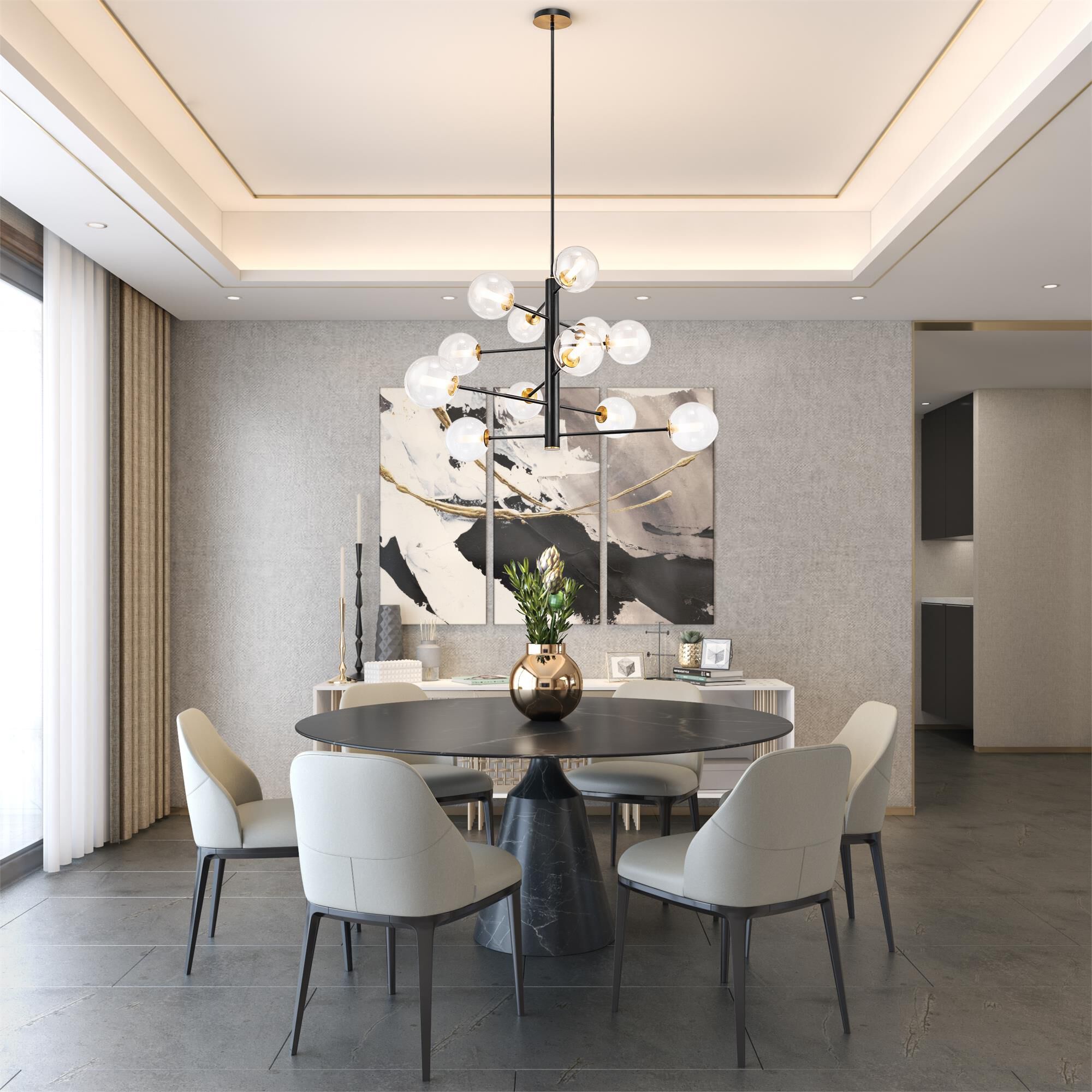 Shown in Black and Brushed Brass finish