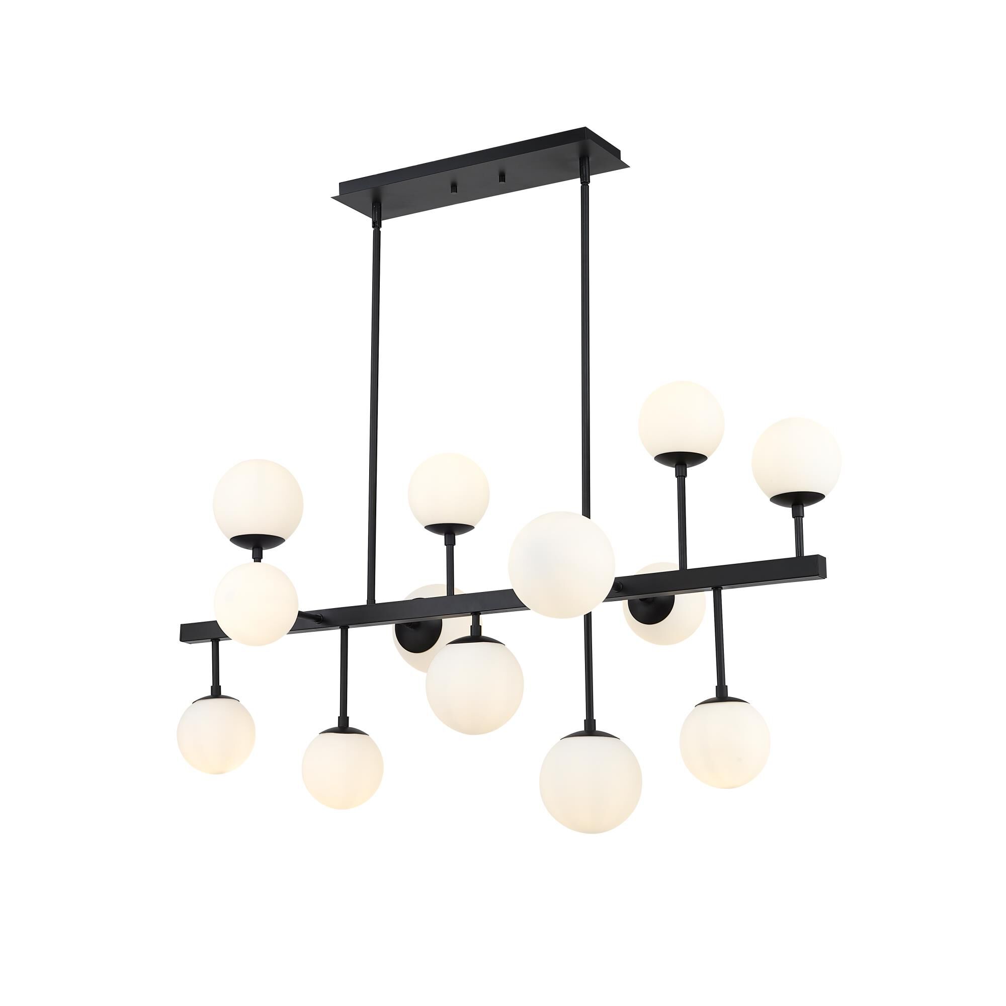 Shown in Matte Black finish and Glass shade