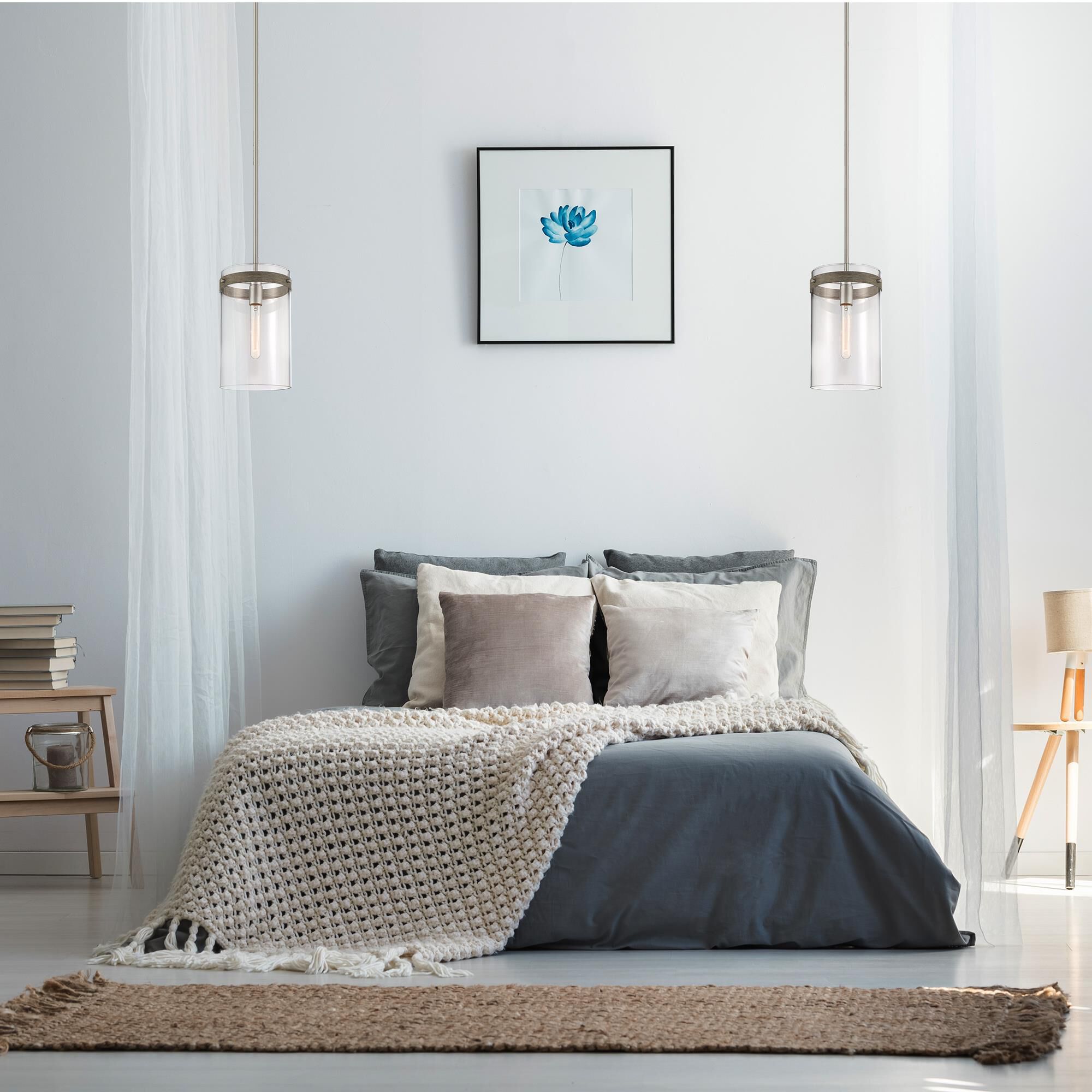 Shown in Brushed Nickel finish and Clear glass