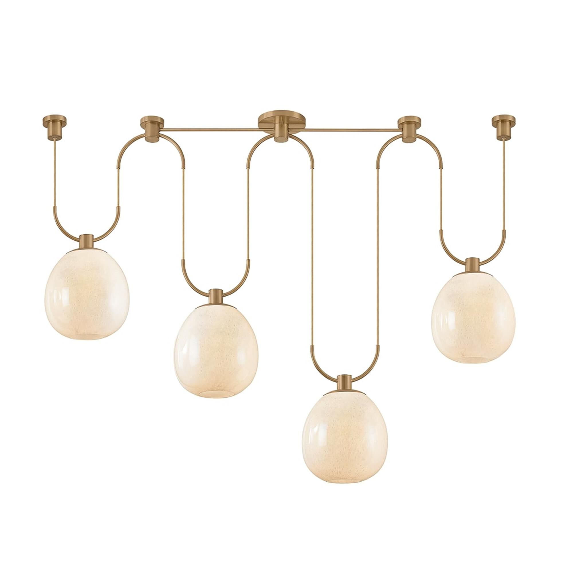 Shown in Patina Brass finish and Seeded Cloud shade
