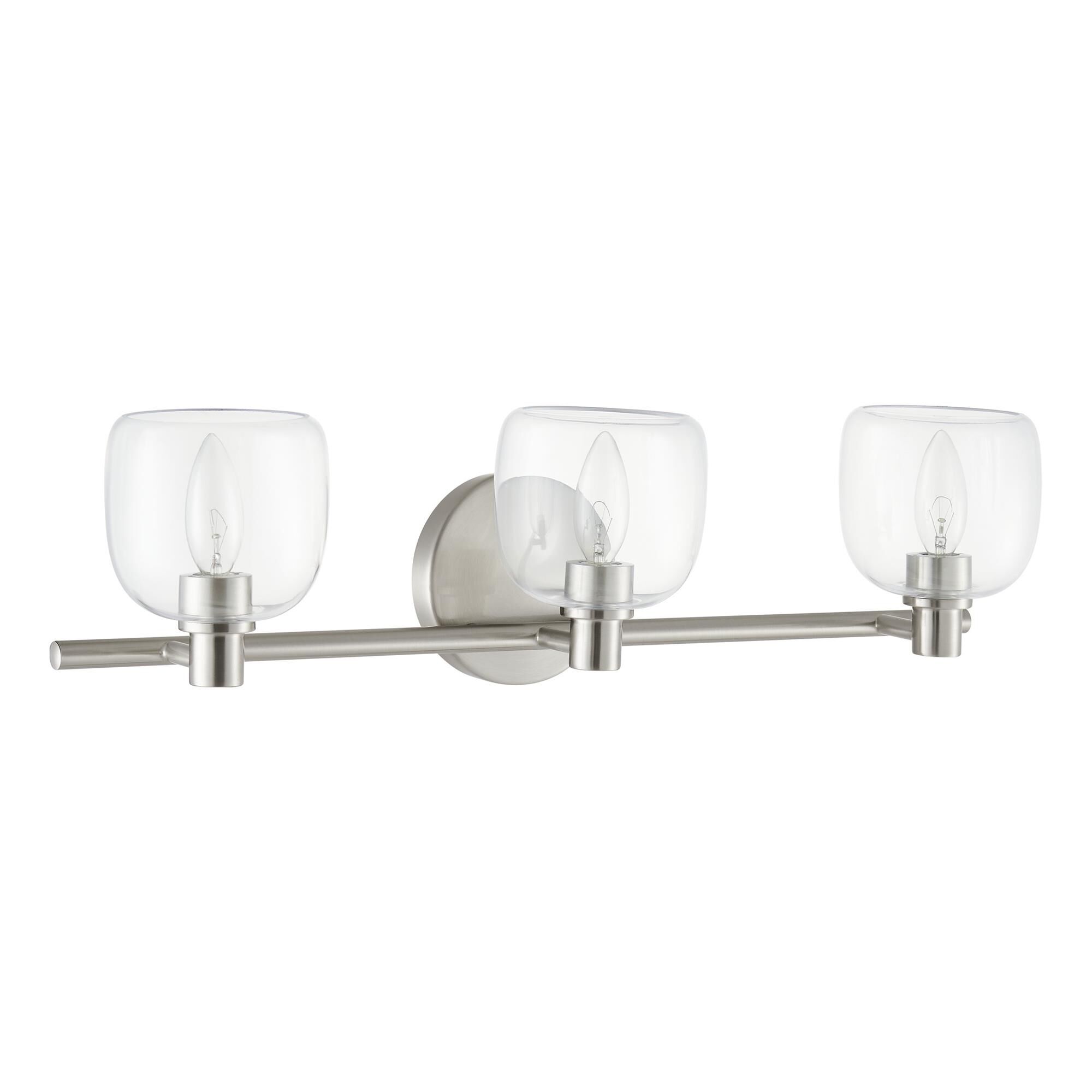 Shown in Brushed Nickel finish and Clear glass