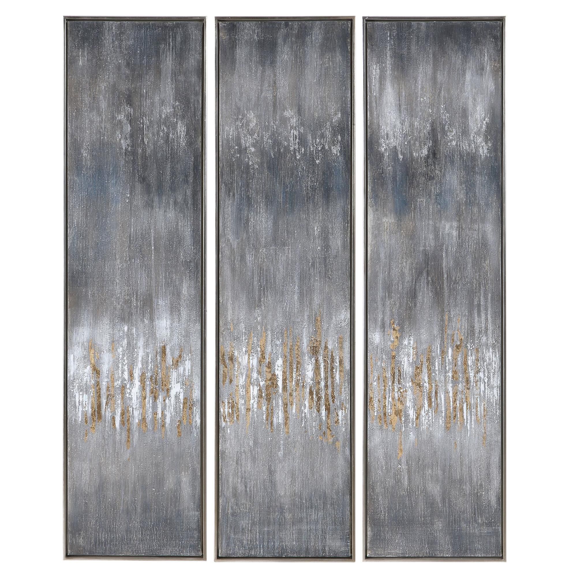 Shown in Silver Leaf Gallery Frame, Metallic Silver Leaf, Metallic Gold Leaf, Ivory, Grays, Deep Steel Blues, finish