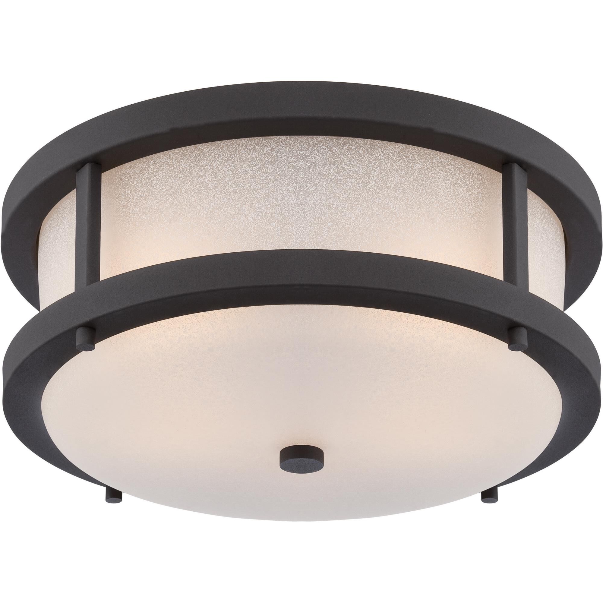 Shown in Textured Black finish and Antique White glass