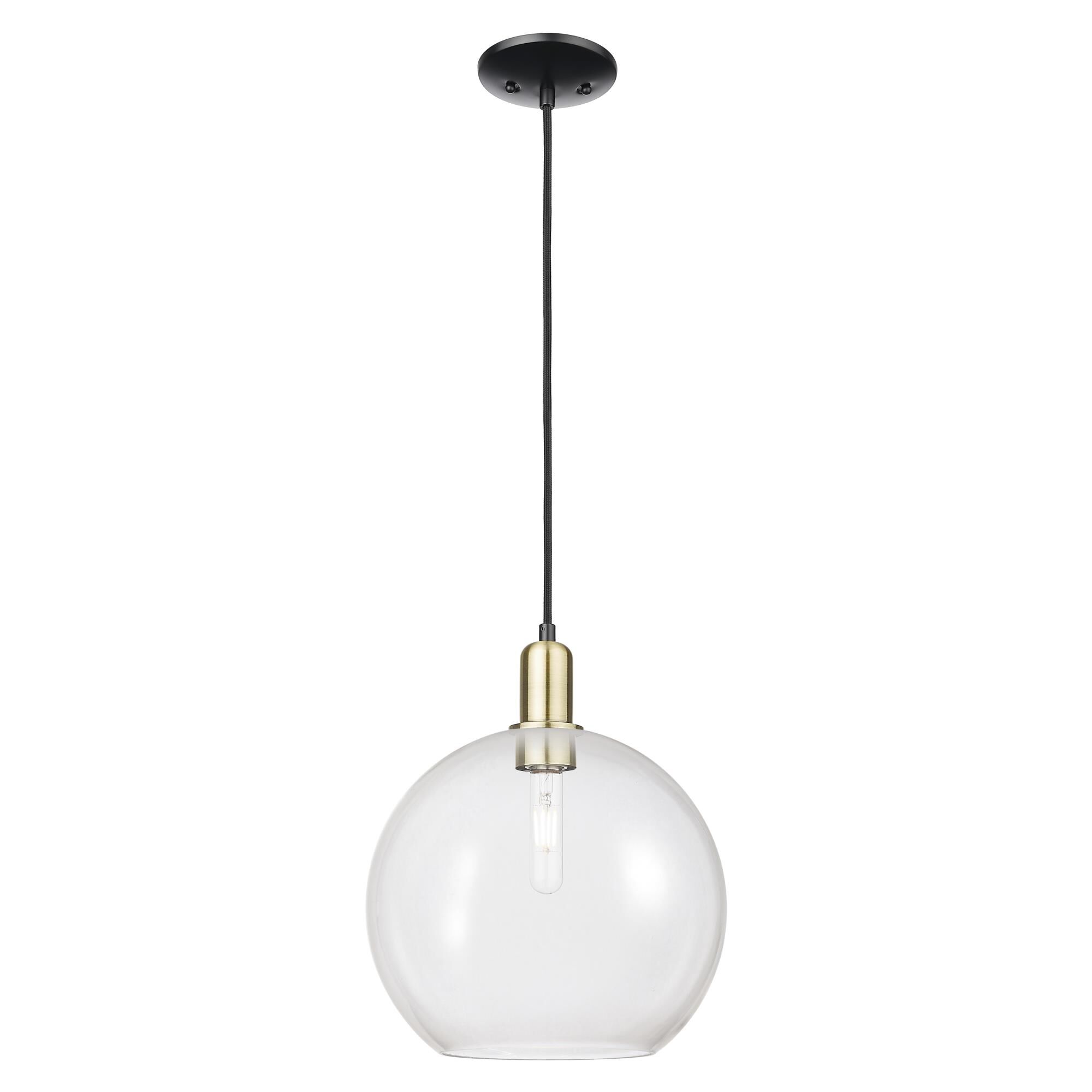 Shown in Black Antique Brass finish and Clear glass