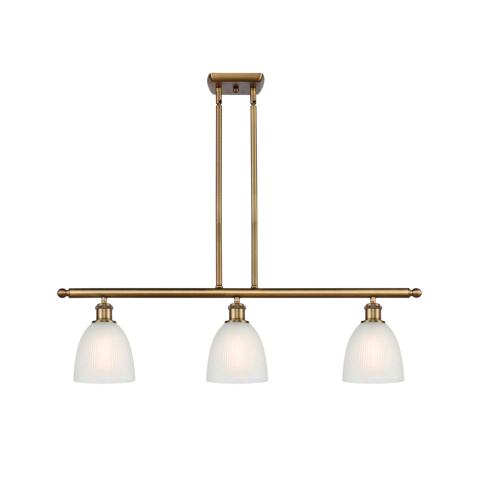 Shown in Brushed Brass finish and White Castile glass