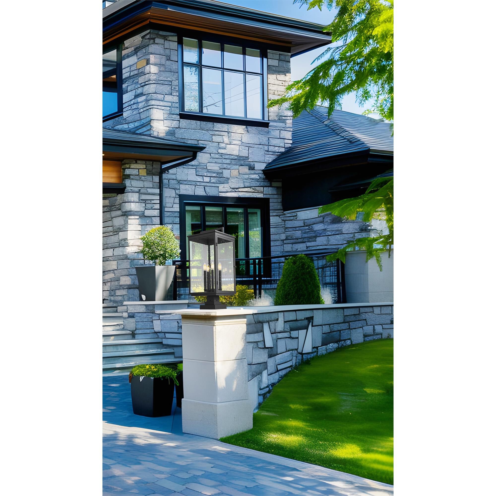Shown in Sand Black finish and Clear Seedy glass and Clear Seedy shade