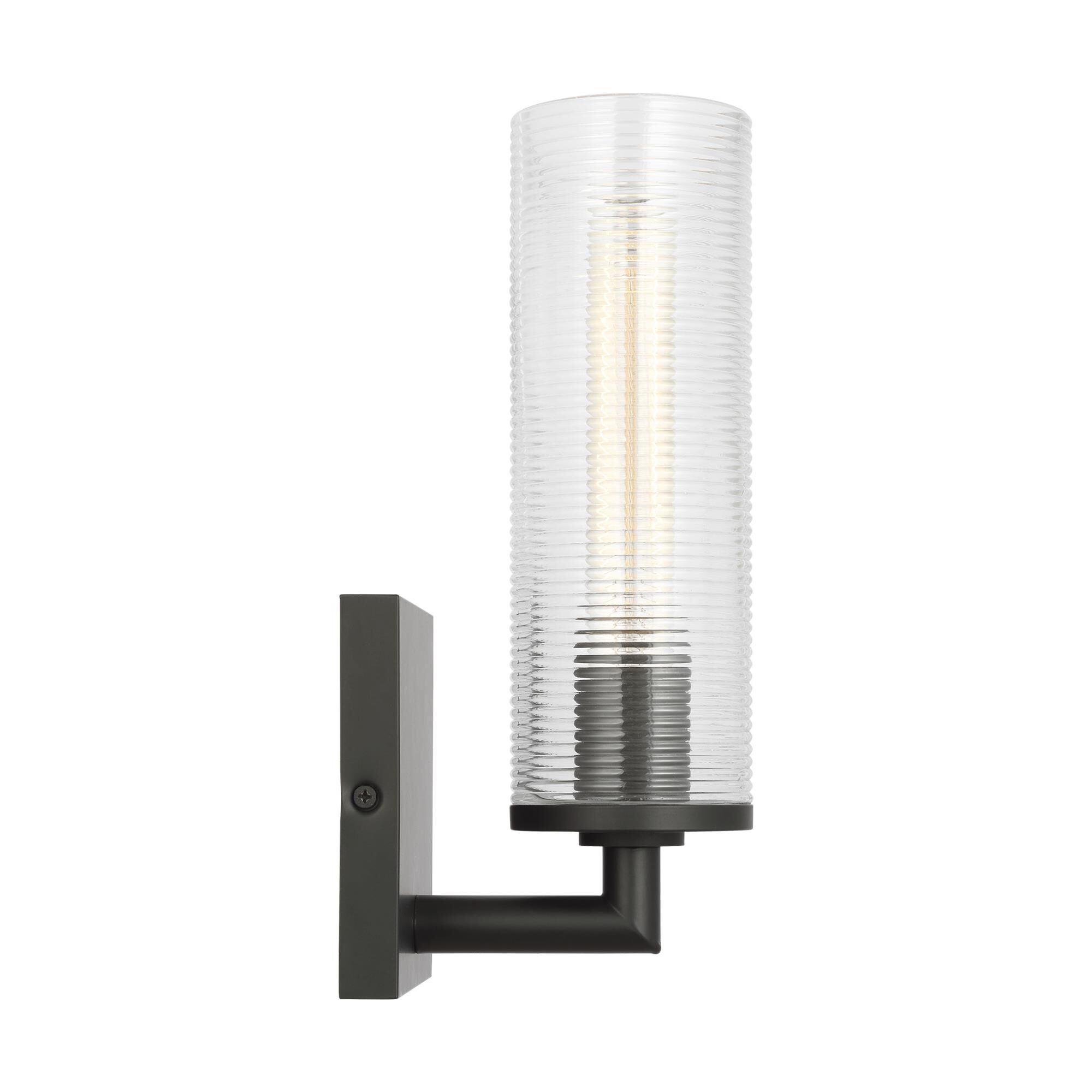 Shown in Midnight Black finish and Clear Ribbed glass