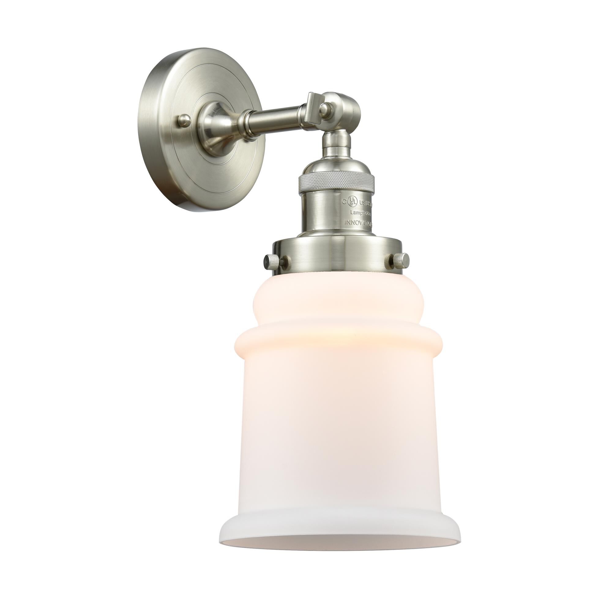 Shown in Satin Nickel finish and Matte White - Bell glass