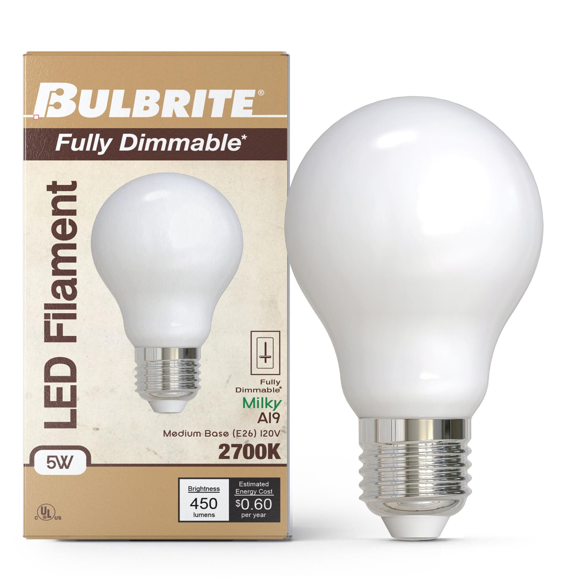 Medium Base E26 A19 2700K 5 Watt LED Bulb by Bulbrite