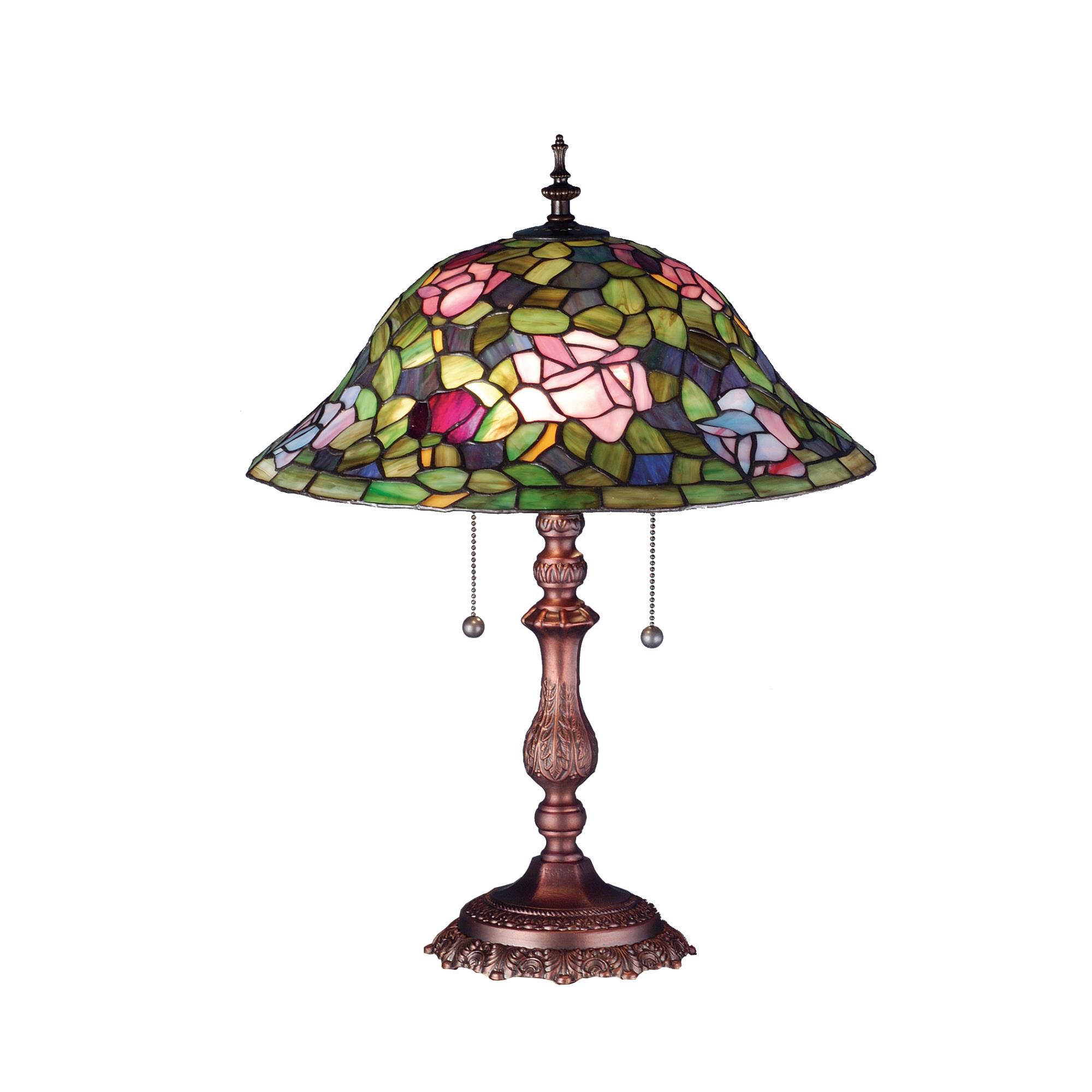 Shown in Antique Finish finish and Petal Pink-Red-Plum-Garden Green glass