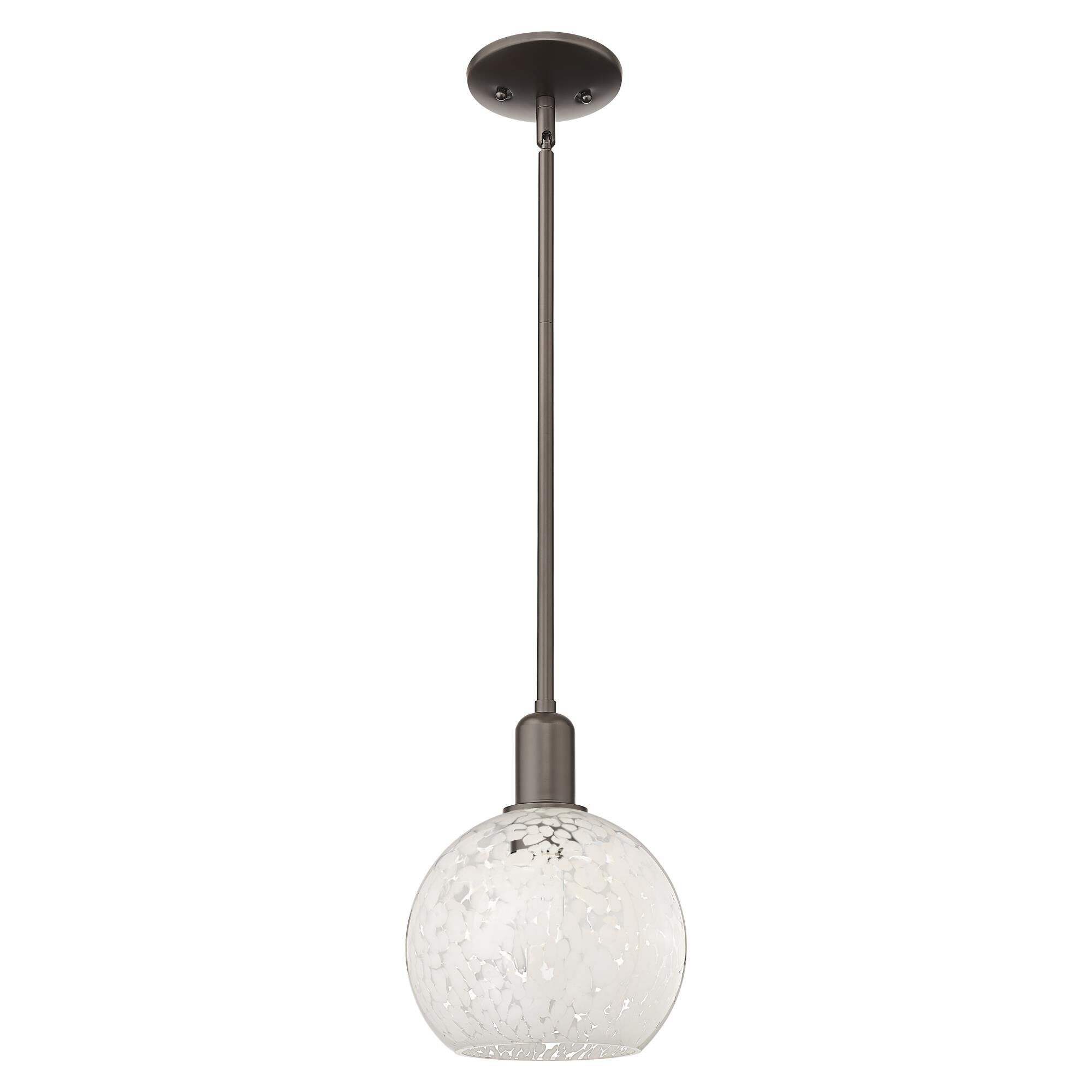 Shown in Oil Rubbed Bronze finish and White Mouchette glass