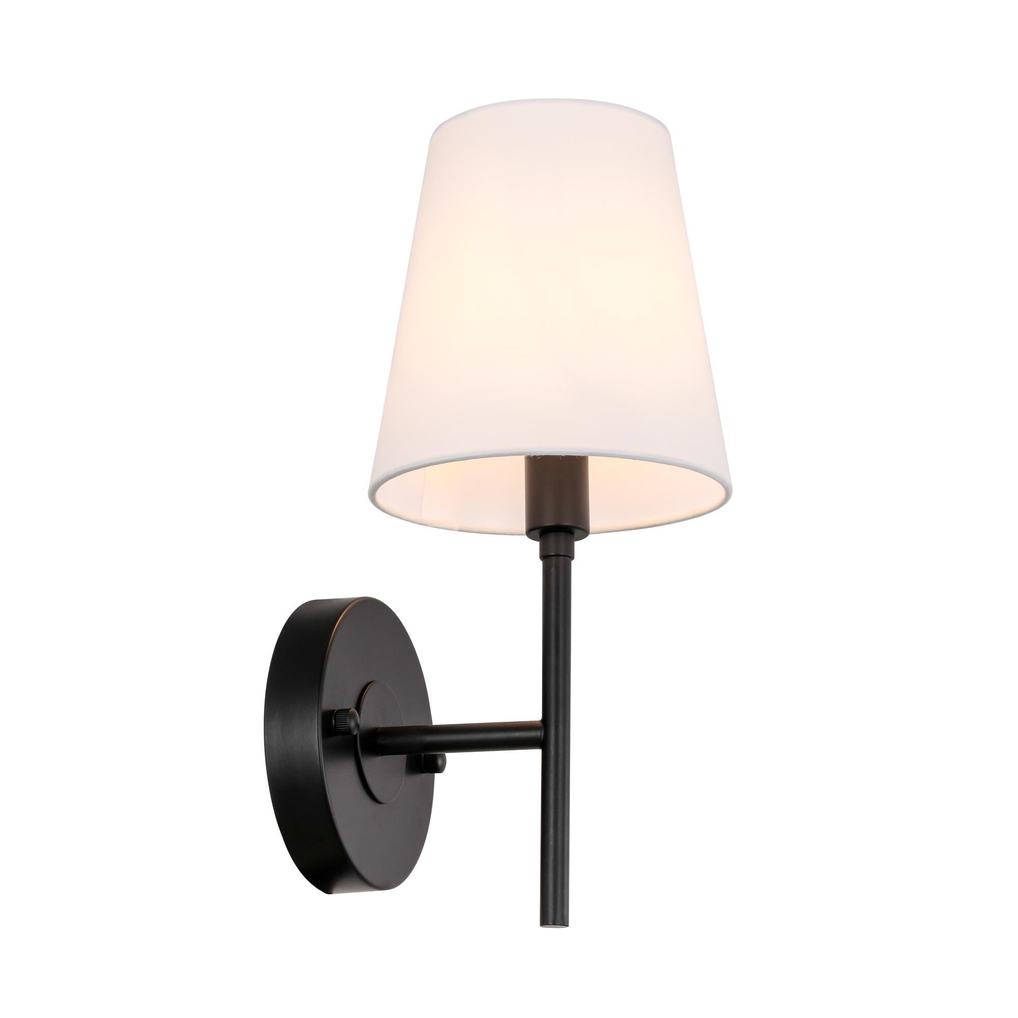 Shown in Black finish and White Fabric shade