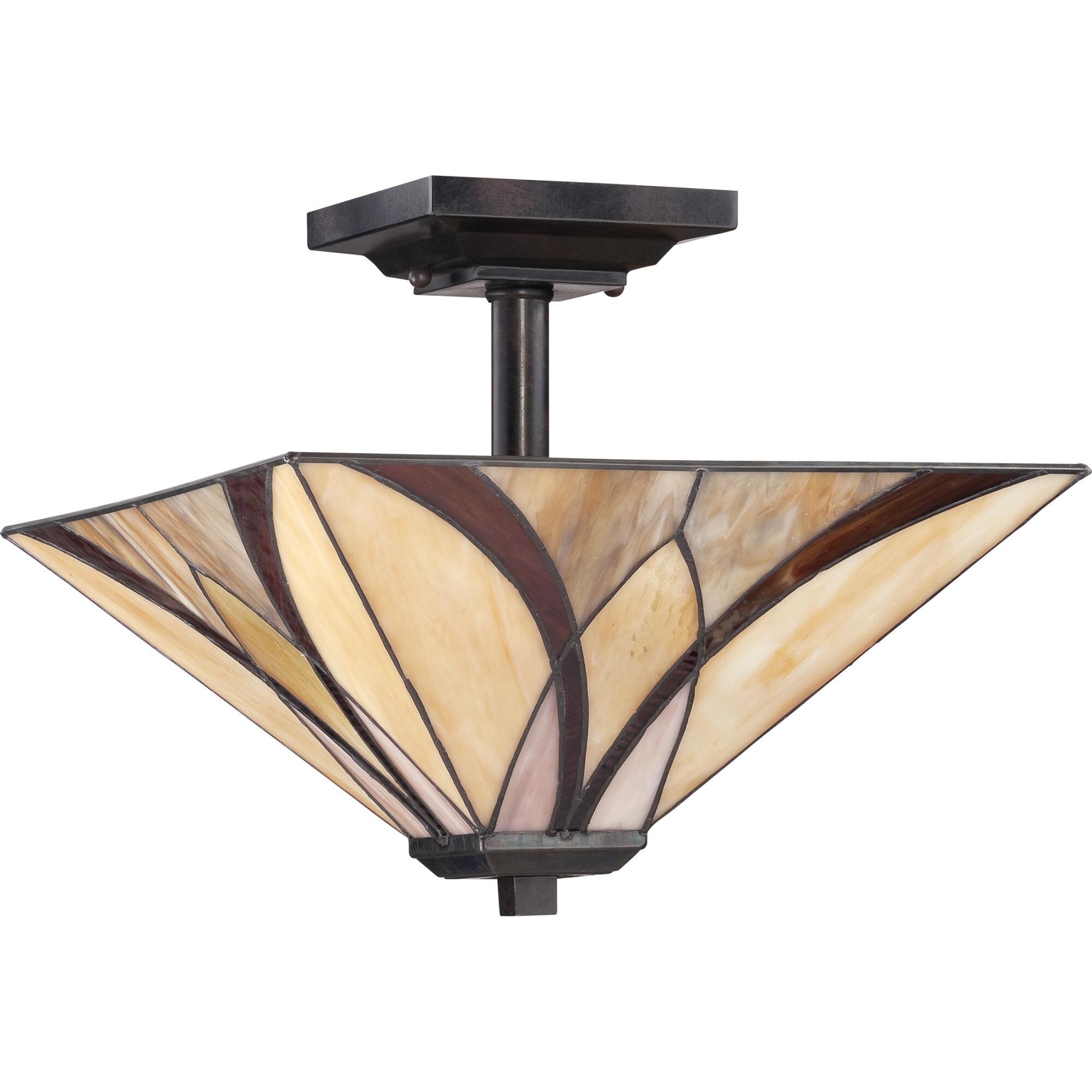 Shown in Valiant Bronze finish and Tiffany glass