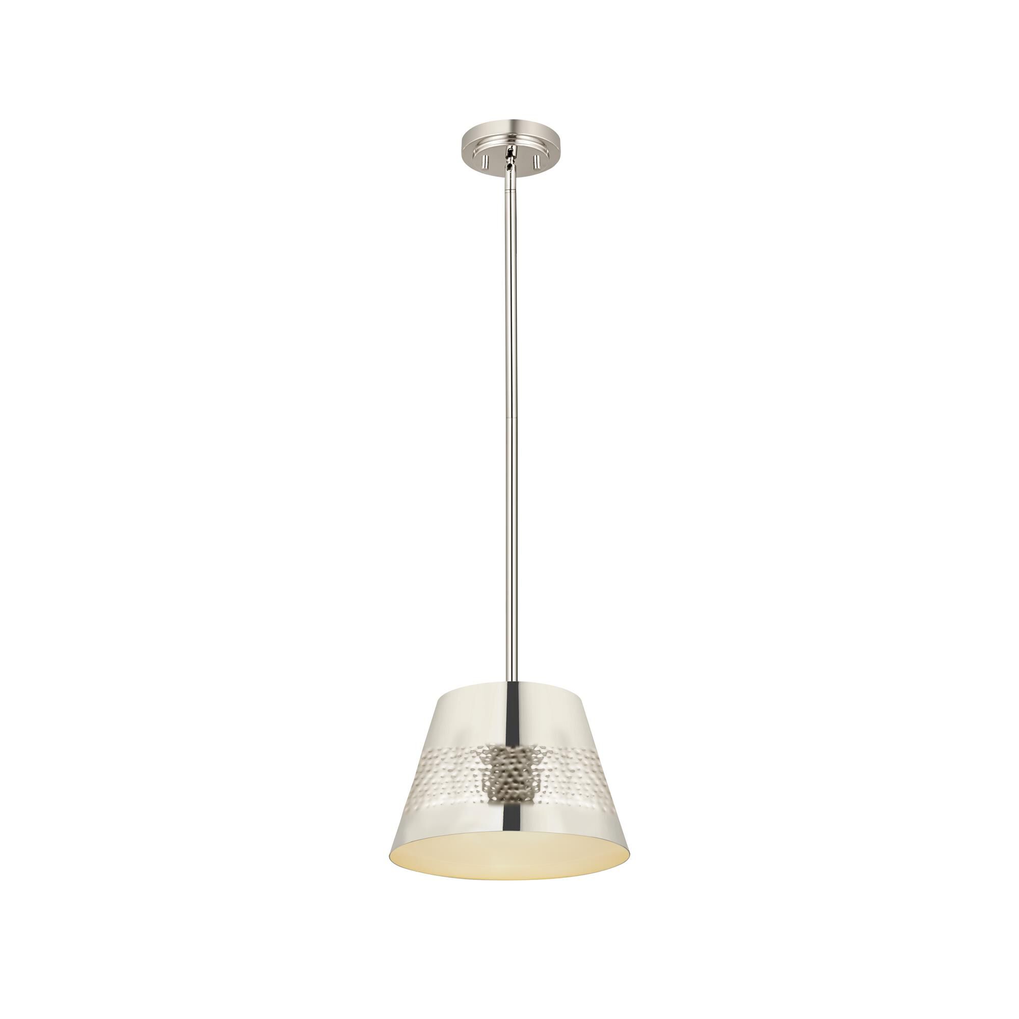Shown in Polished Nickel finish and Iron glass and Iron shade