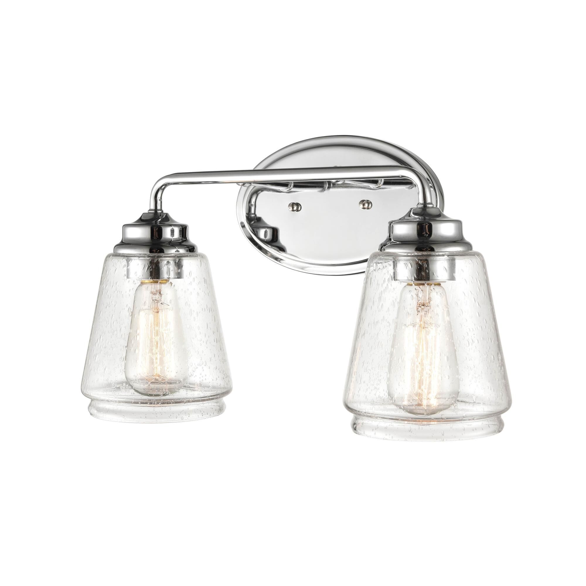 Shown in Chrome finish and Clear Seeded glass