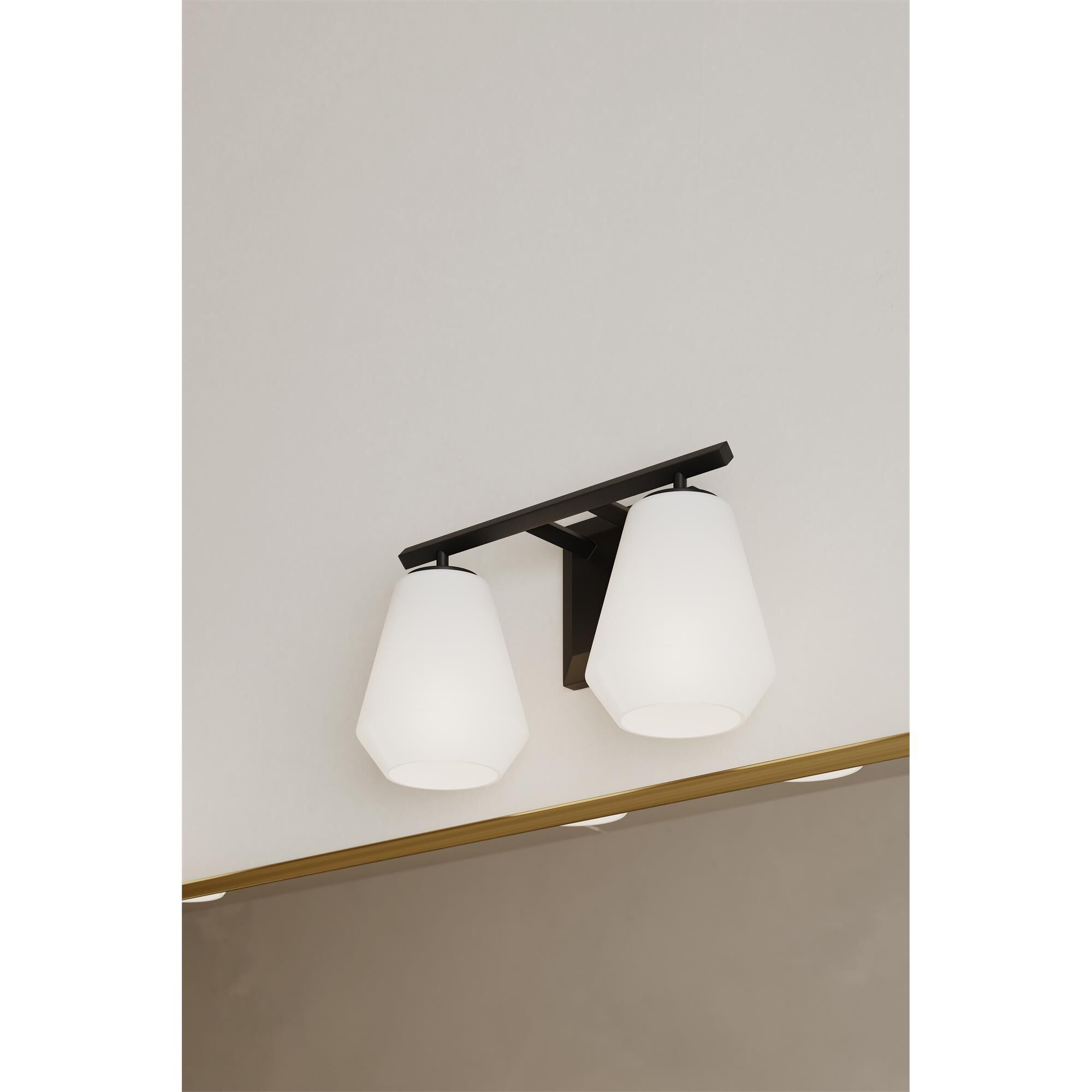 Shown in Dark Matte Black finish and Alabaster glass