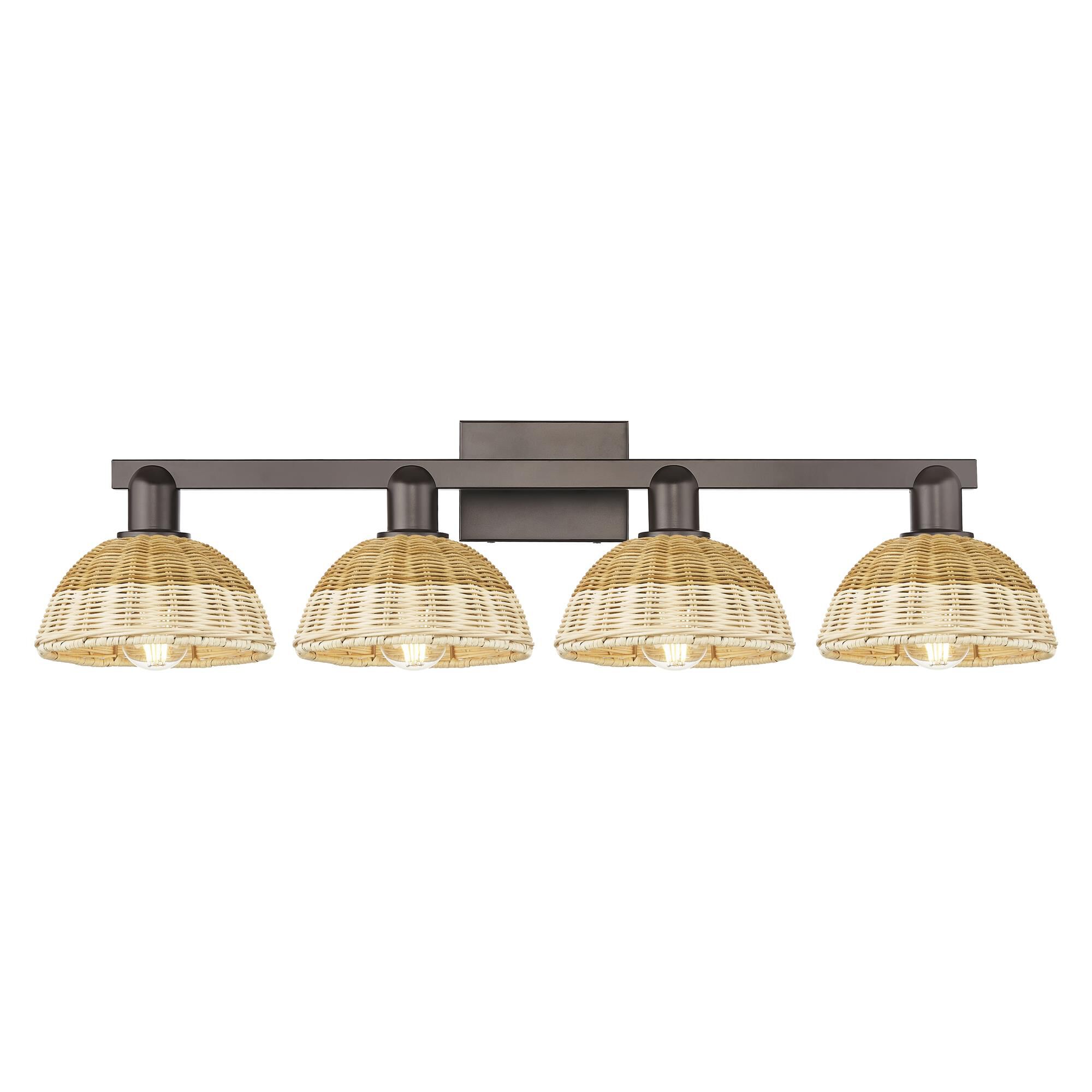 Shown in Oil Rubbed Bronze finish and Natural Fiber shade