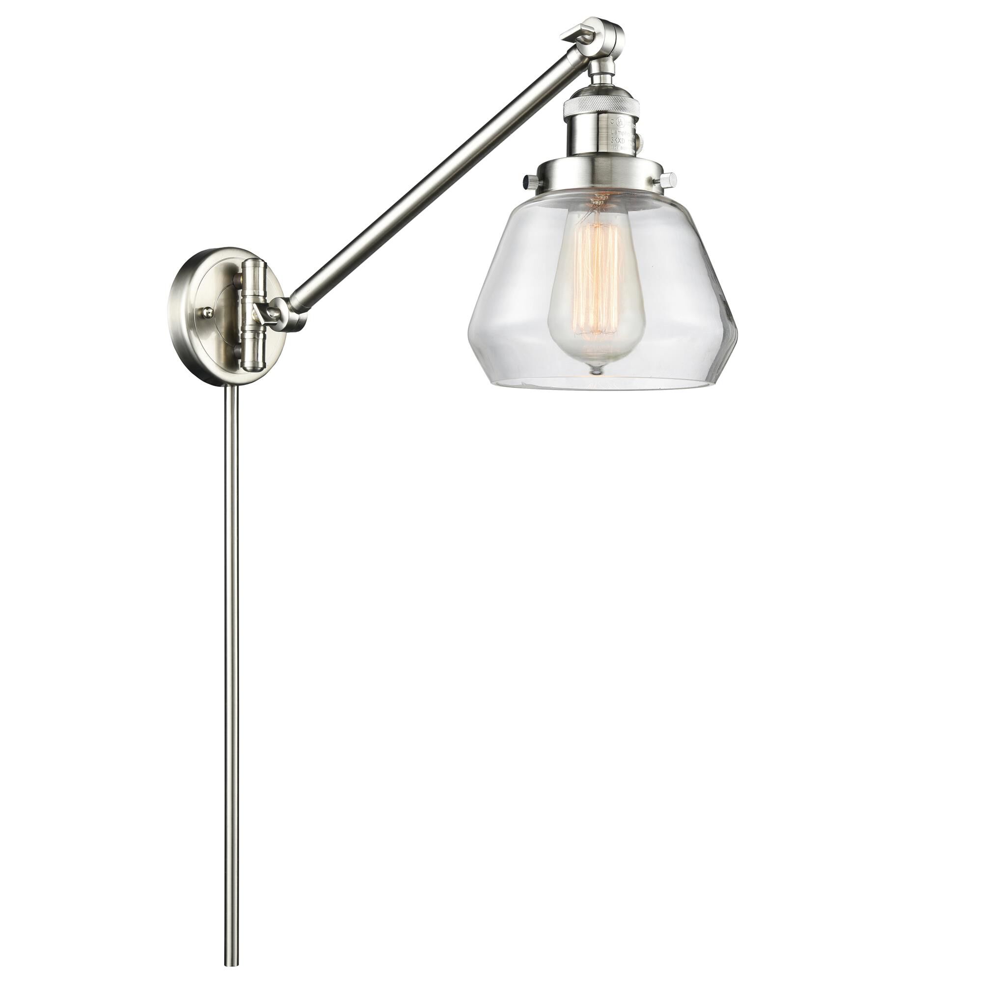 Shown in Brushed Satin Nickel finish and Clear glass