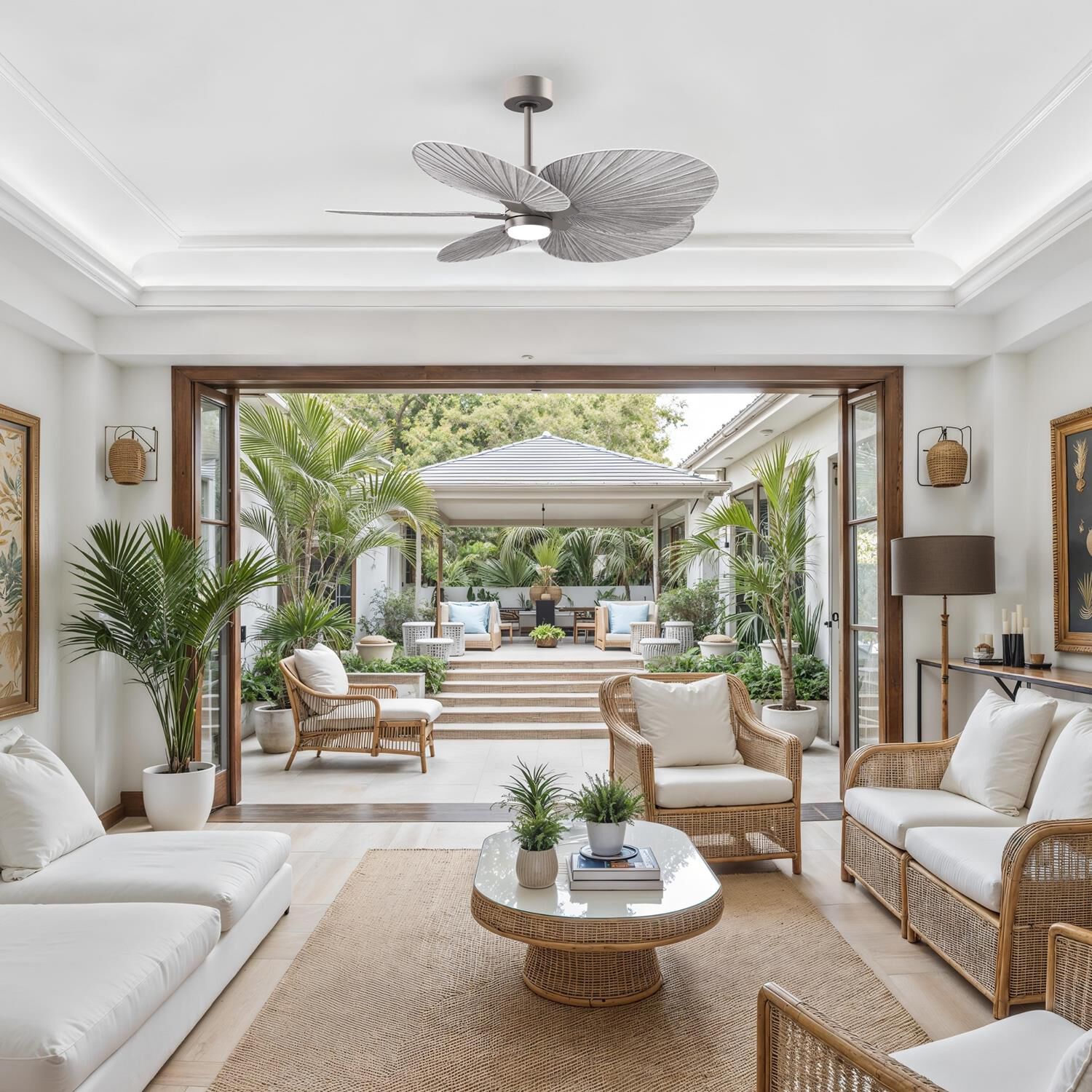 Alessandra Tropical Outdoor Rated 48 Inch Ceiling Fan with Light Kit by Matthews Fan Company