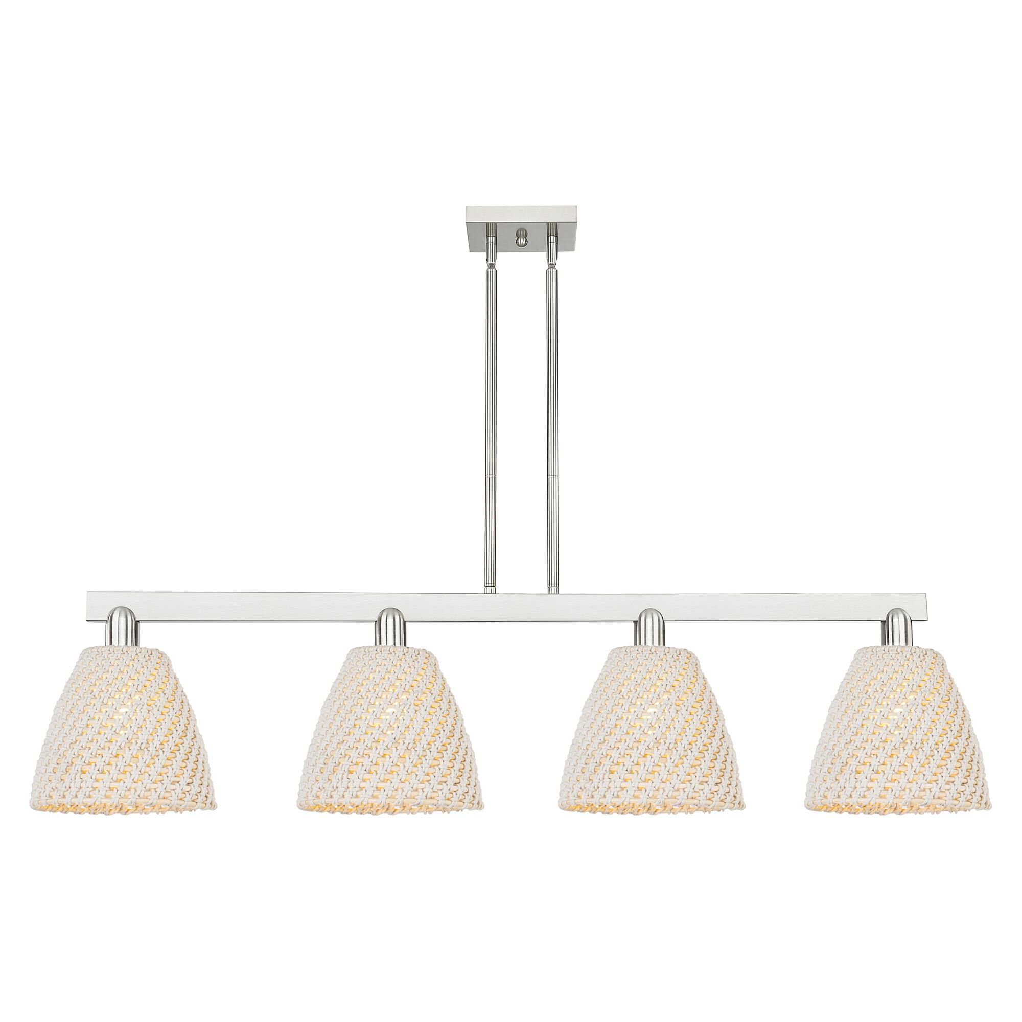 Shown in Brushed Satin Nickel finish and Natural shade
