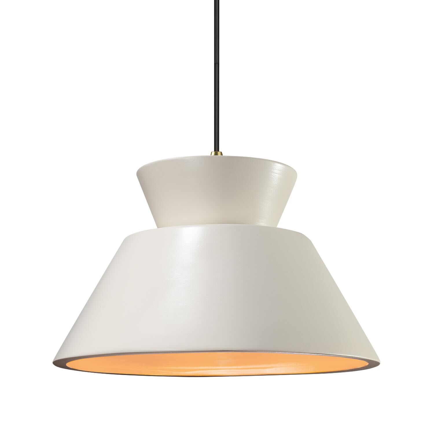 Shown in Antique Brass finish and Matte White with Champagne Gold Internal shade