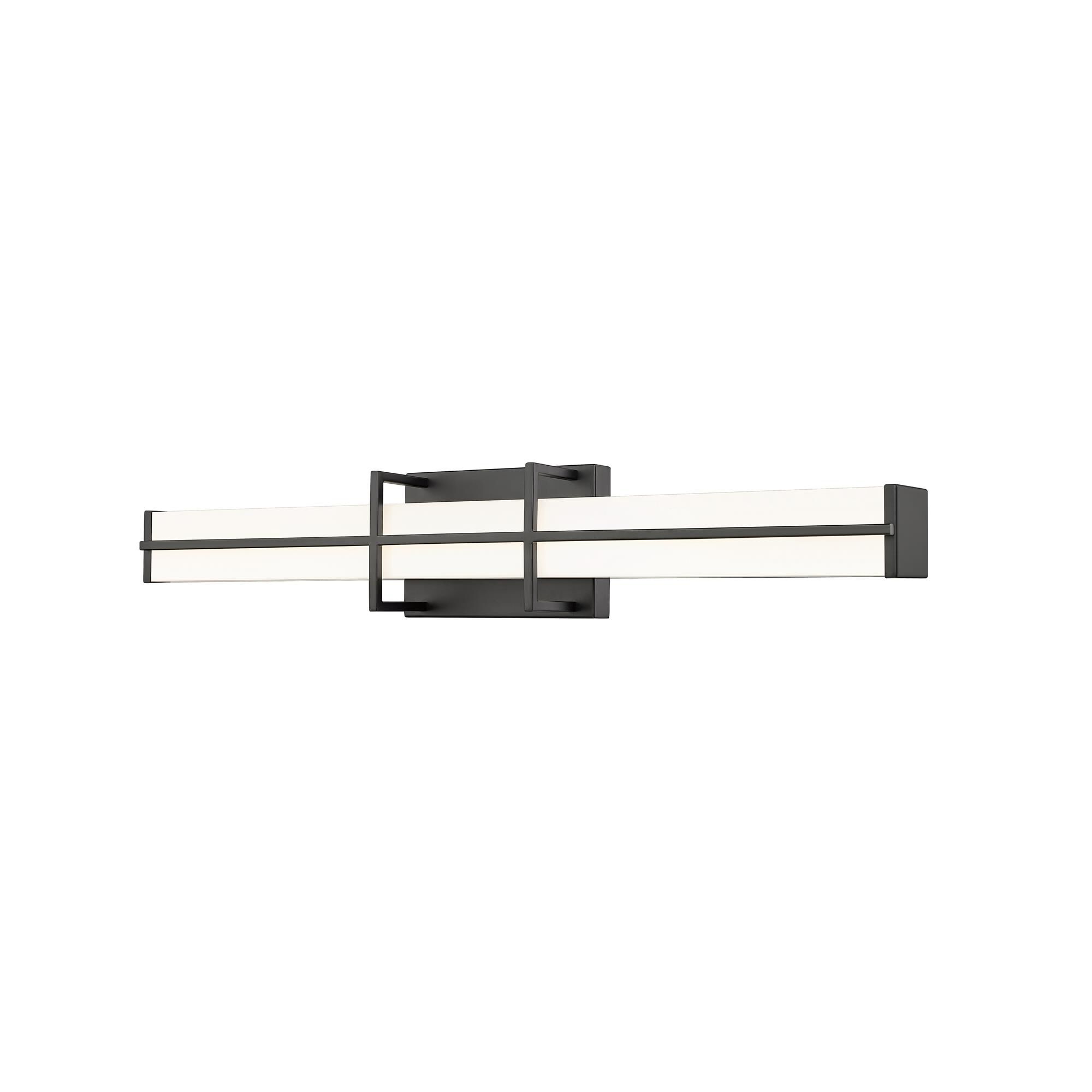 Shown in Matte Black finish and Frosted glass and Frosted shade