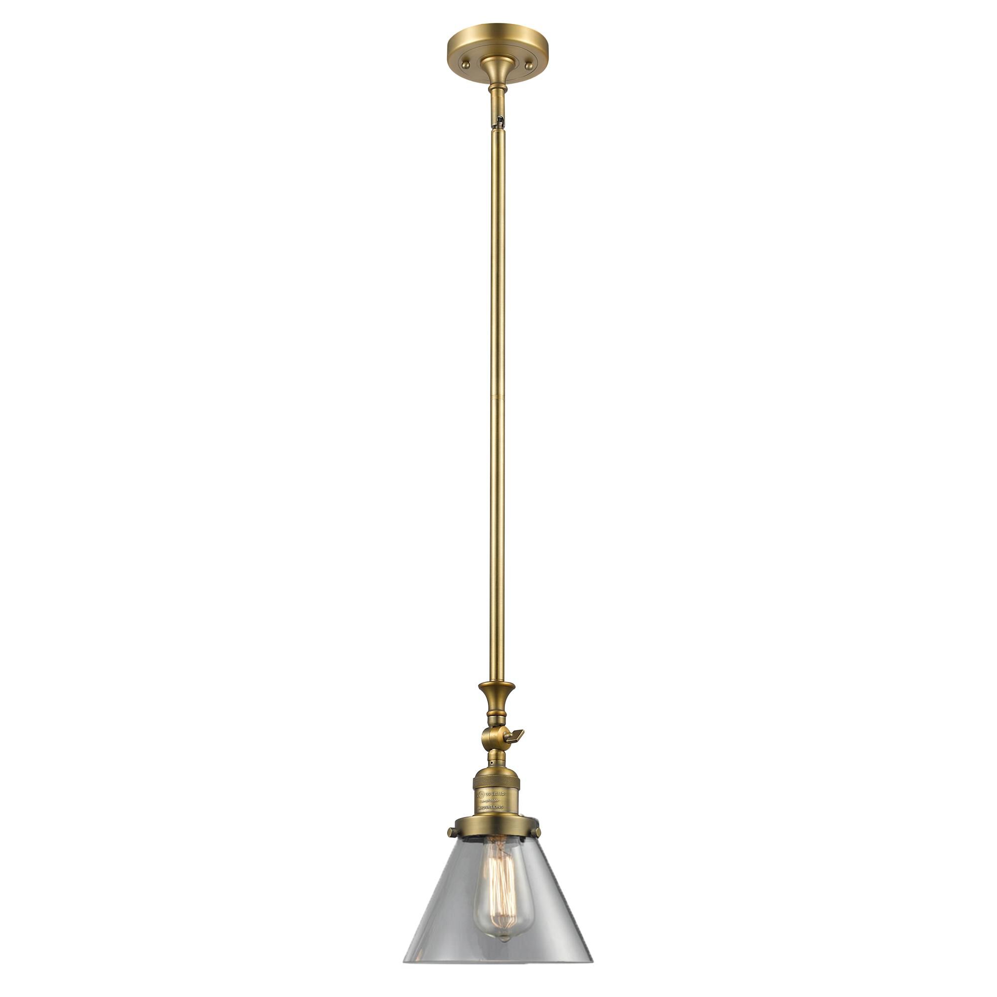 Shown in Brushed Brass finish and Clear glass