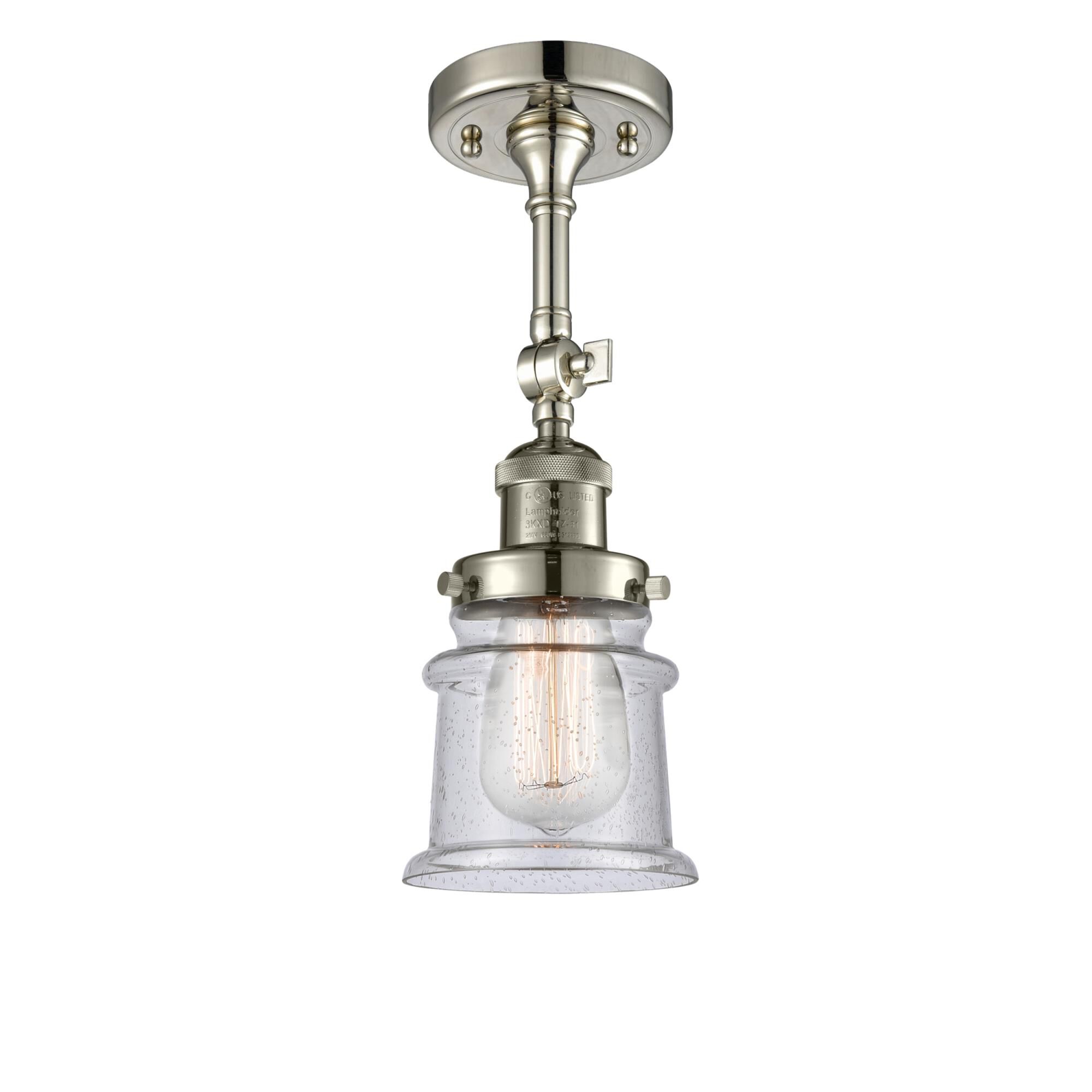 Shown in Polished Nickel finish and Seedy glass and None accent