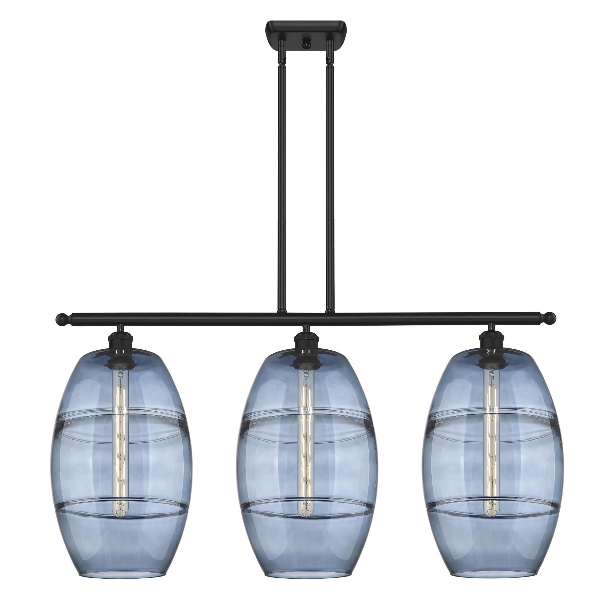 Shown in Matte Black finish and Princess Blue glass