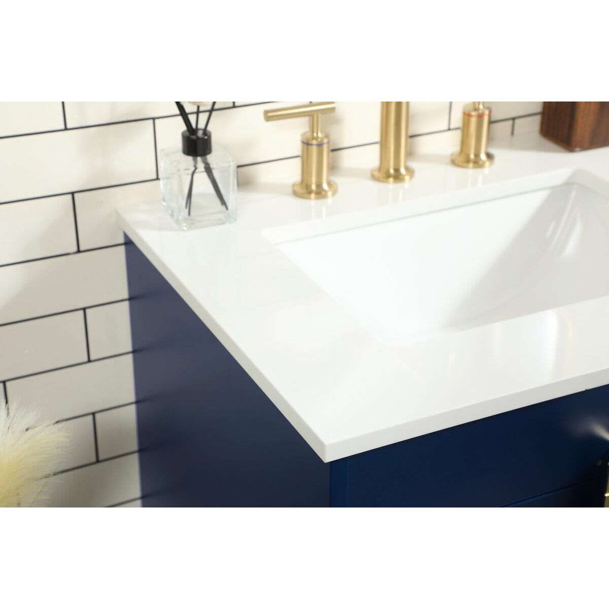 Shown in Blue finish and Without Backsplash accent