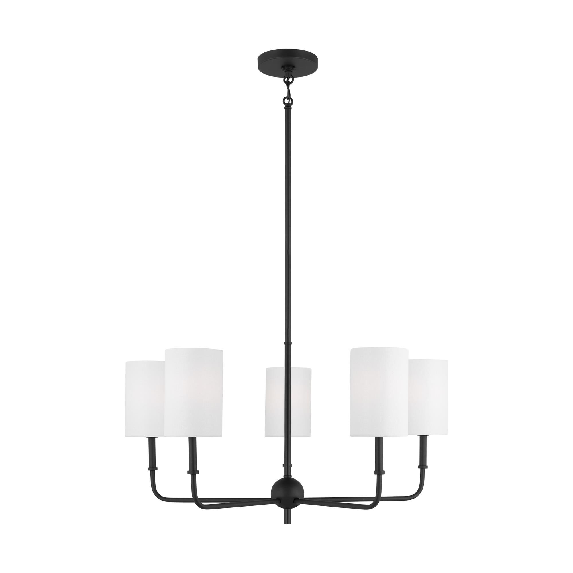 Shown in Midnight Black finish and White Linen glass and White Linen Fabric s shade