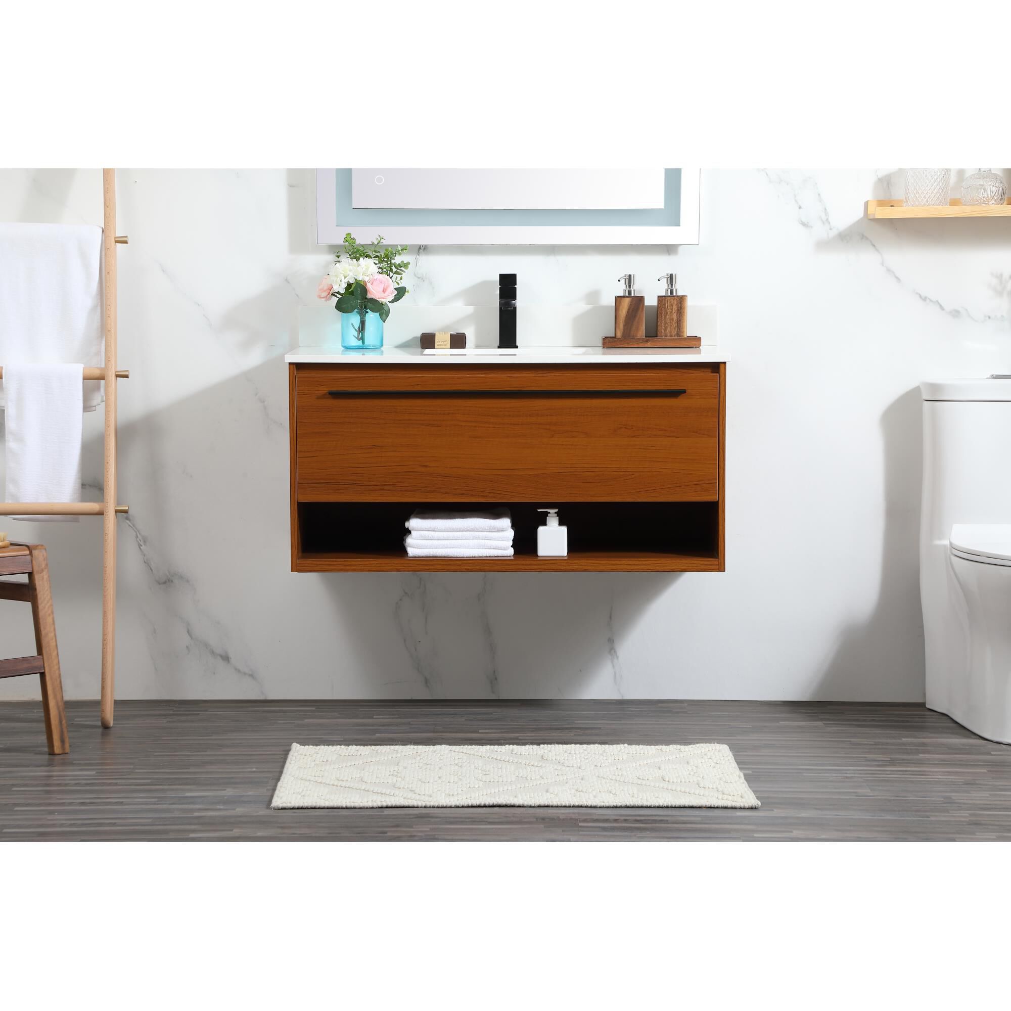 Shown in Teak finish