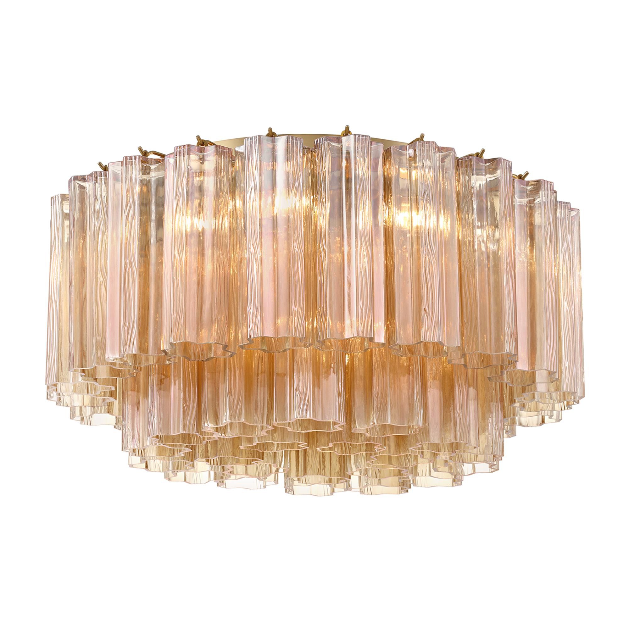 Shown in Aged Brass finish and Tronchi Amber glass
