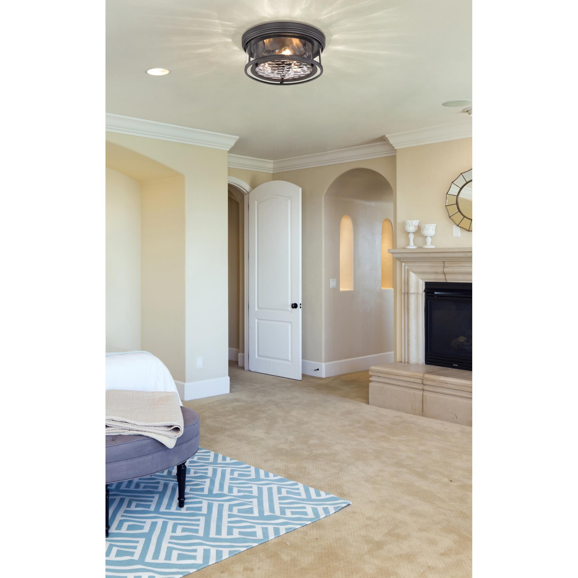 Shown in Bronze finish and Inner Clear Water and Outer Clear glass and No Shade shade