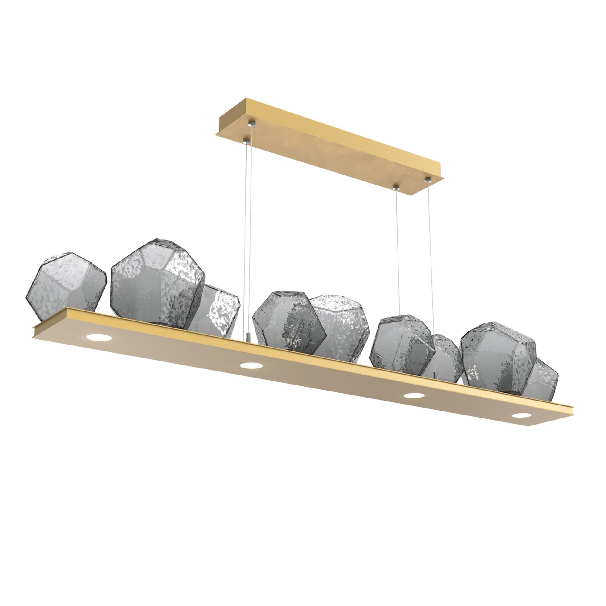Shown in Gilded Brass finish and Smoke glass