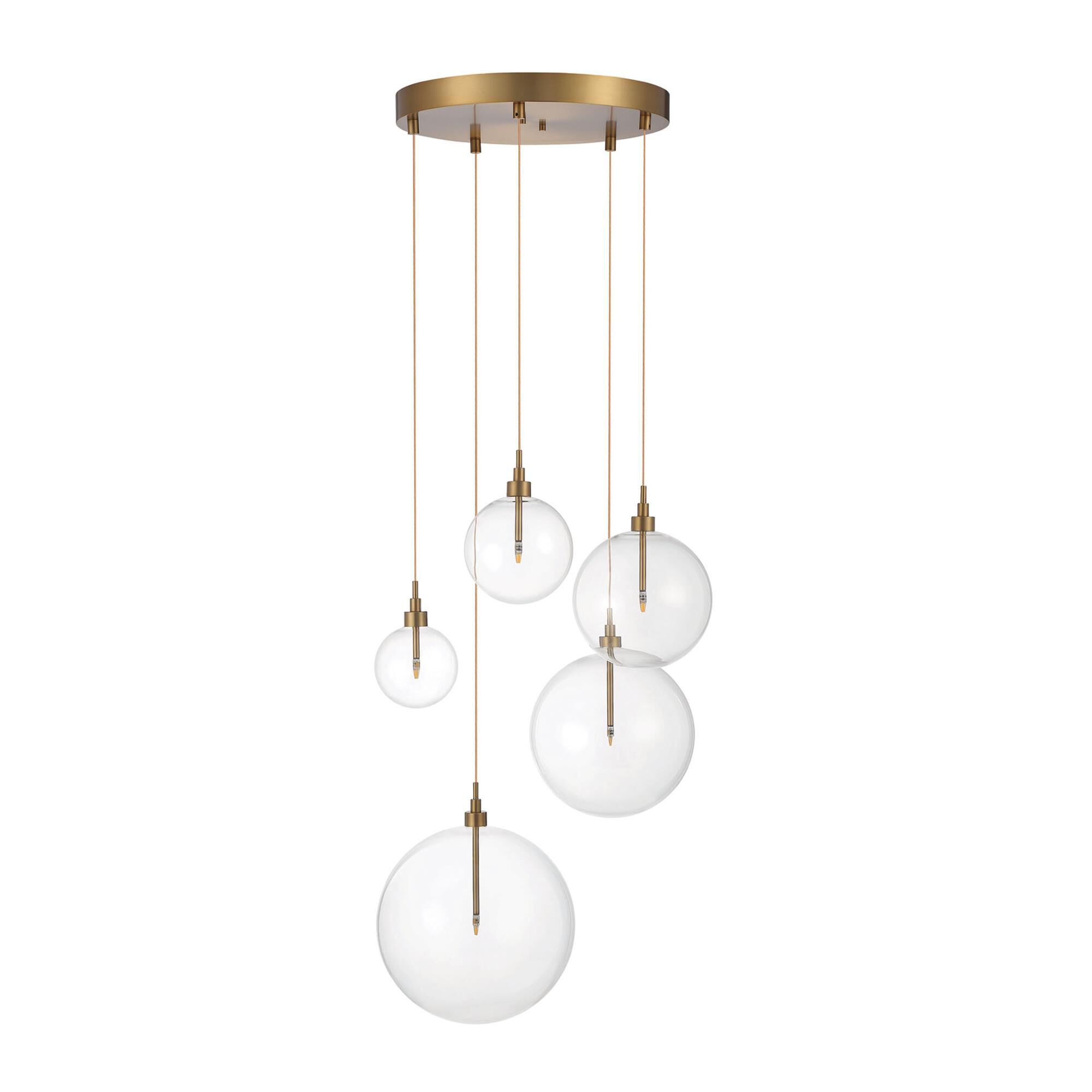 Shown in Natural Brass finish and Clear glass