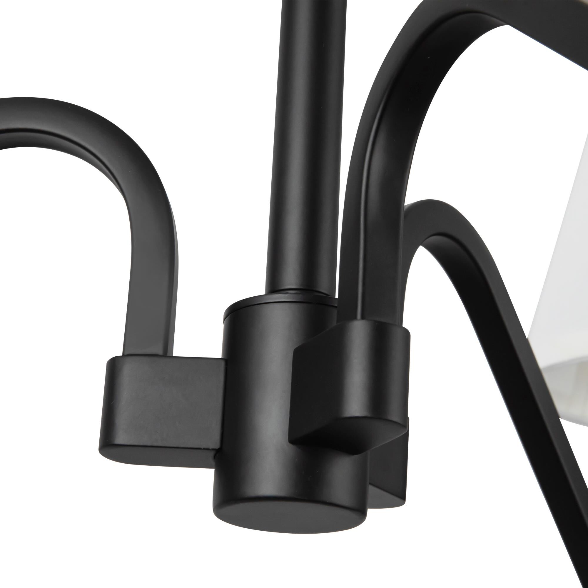 Shown in Matte Black finish and White Linen shade