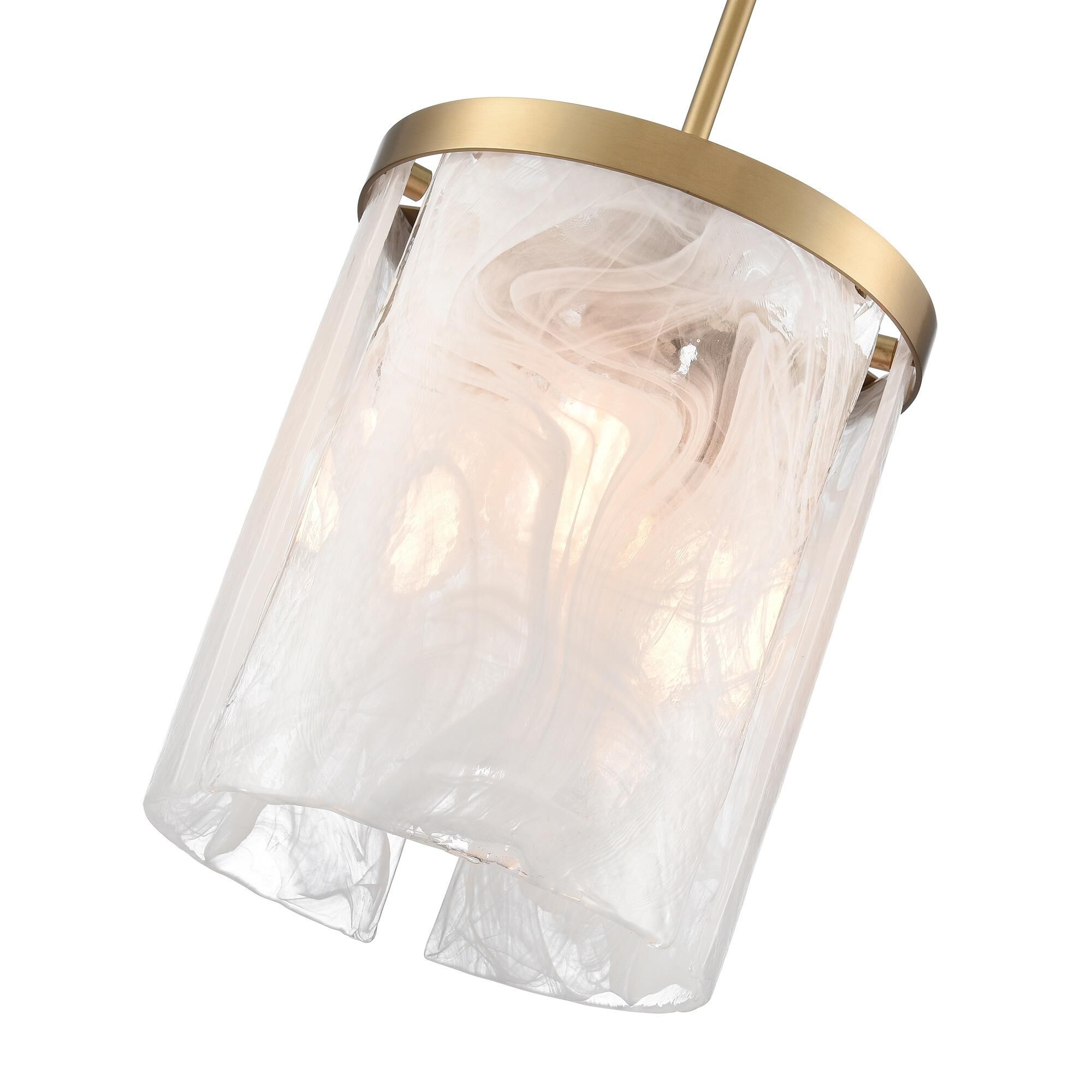 Shown in Brass finish and Clear Alabaster glass