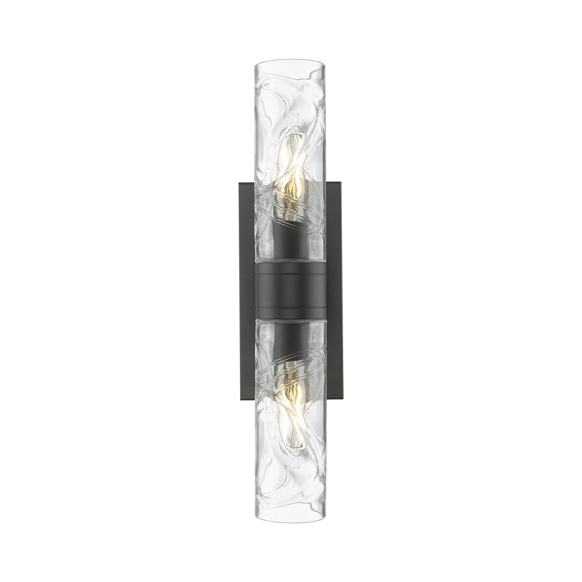 Shown in Matte Black finish and Deco Swirl glass